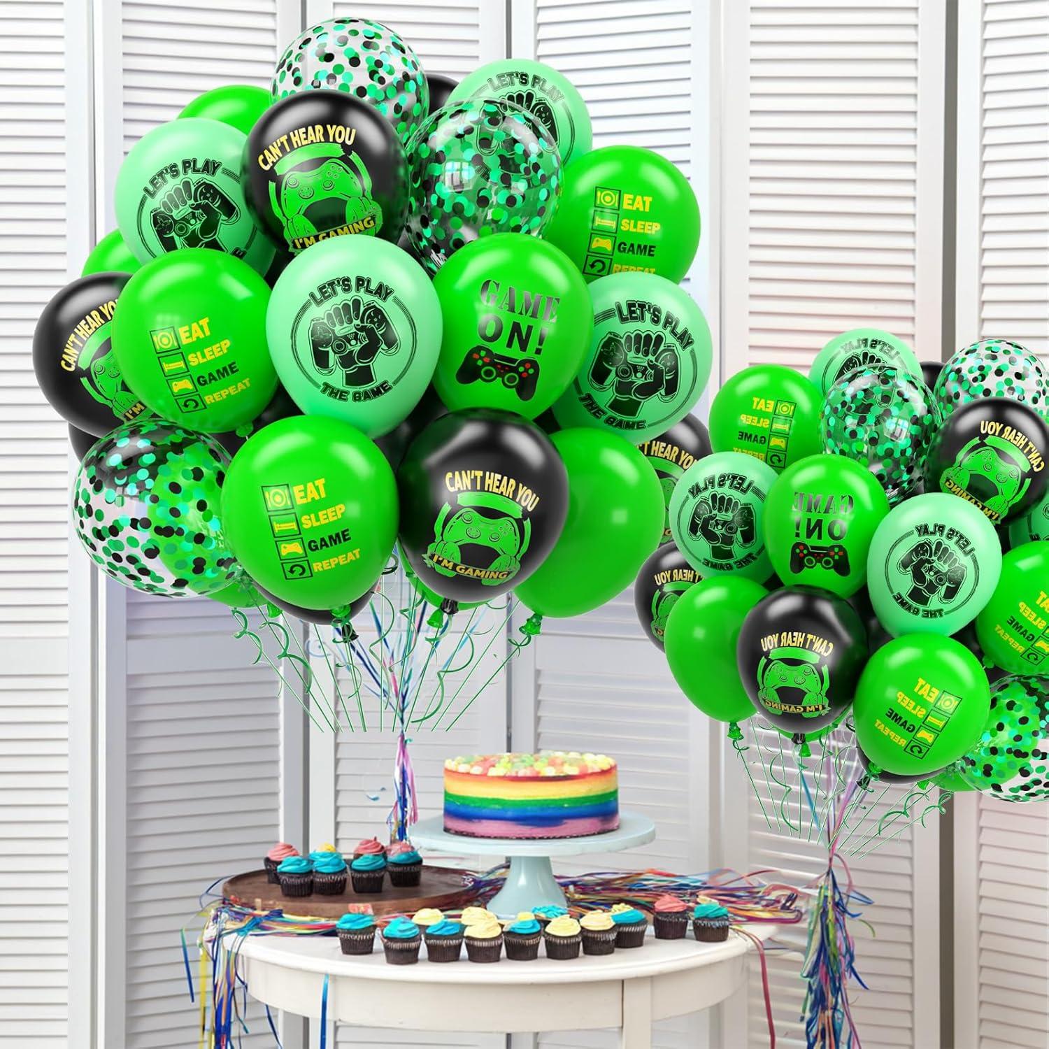Globos de Confeti Verde y Negro 30pcs FEYG 12 Pulgadas