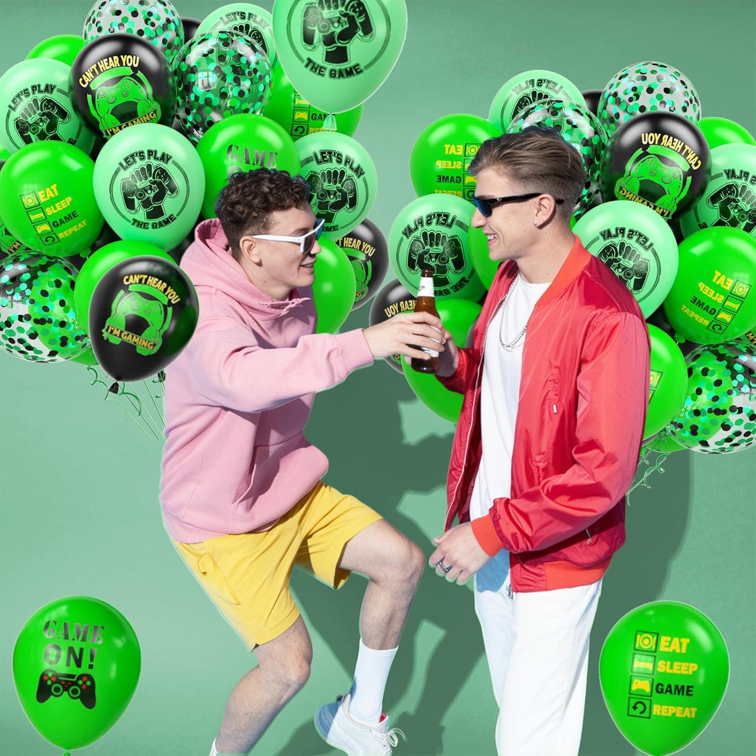 Globos de Confeti Verde y Negro 30pcs FEYG 12 Pulgadas