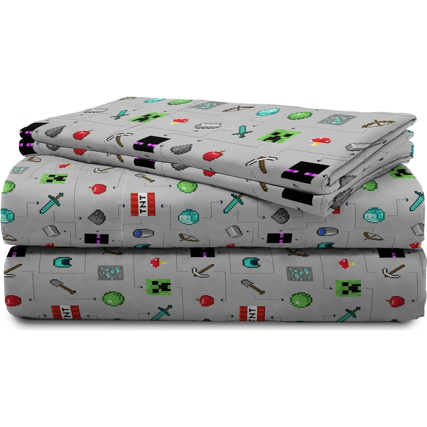 Juego de Sábanas Jay Franco Minecraft Reina 4 Piezas Microfibra