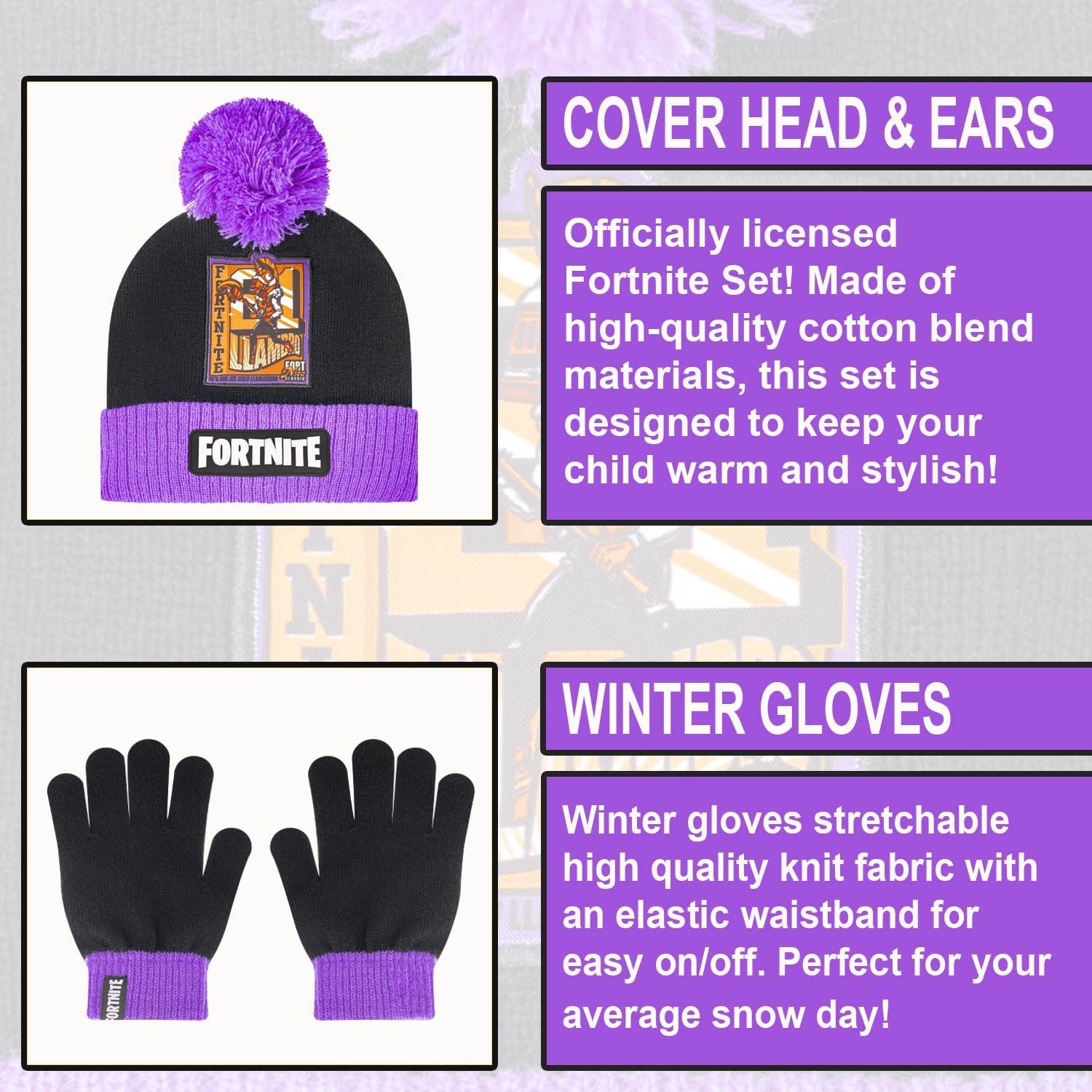 Set Gorro y Guantes de Invierno Fortnite Niños 5-13 Años