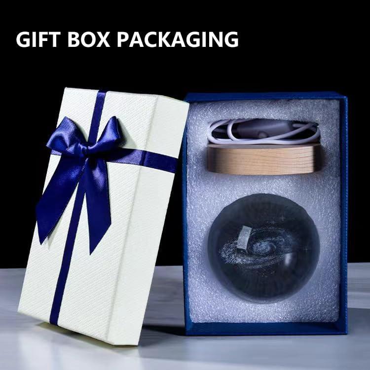 Esfera de Cristal 3D K9 con Luz LED y Base de Madera