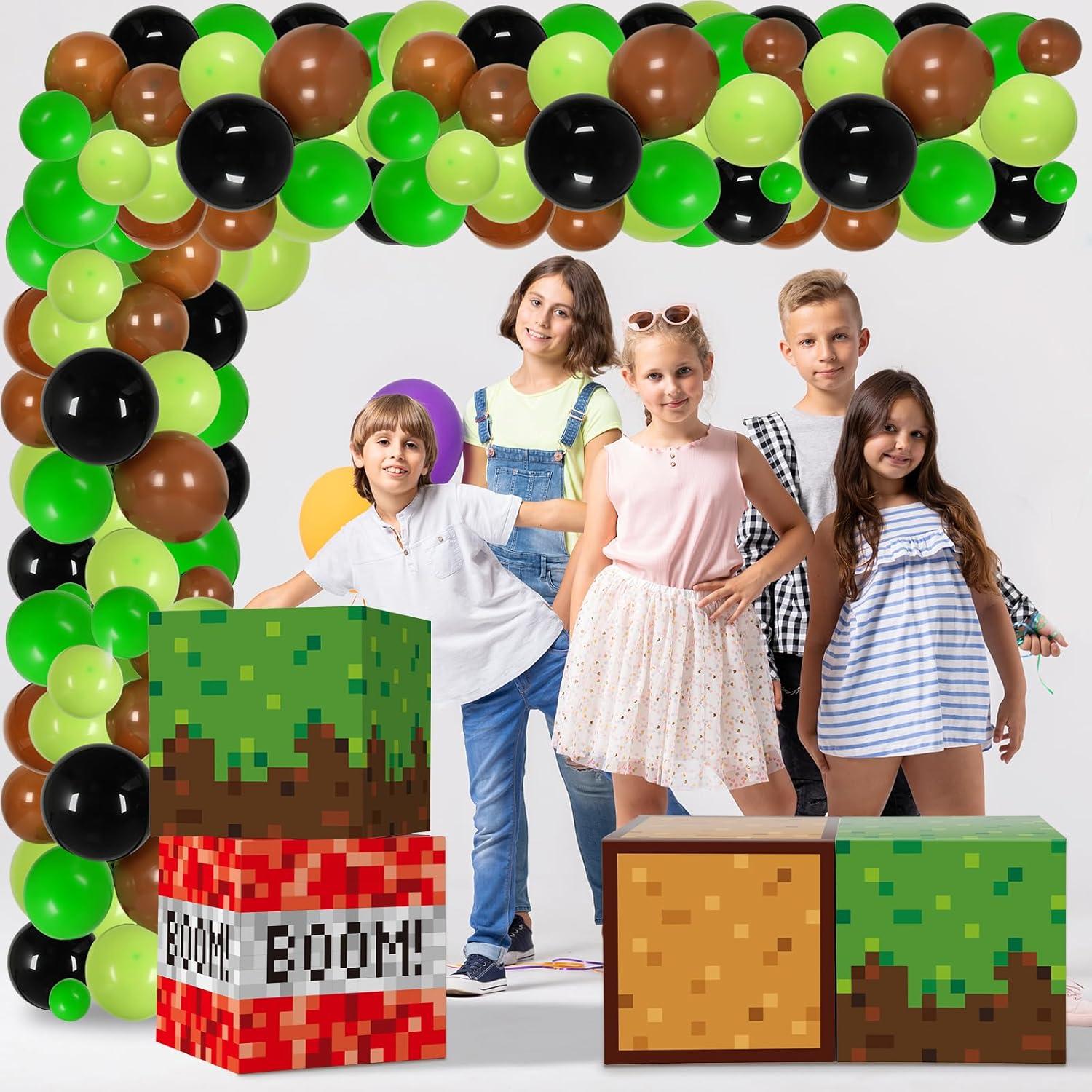 Kit de Decoración de Fiesta de Cumpleaños Pixel Miner 110 Piezas