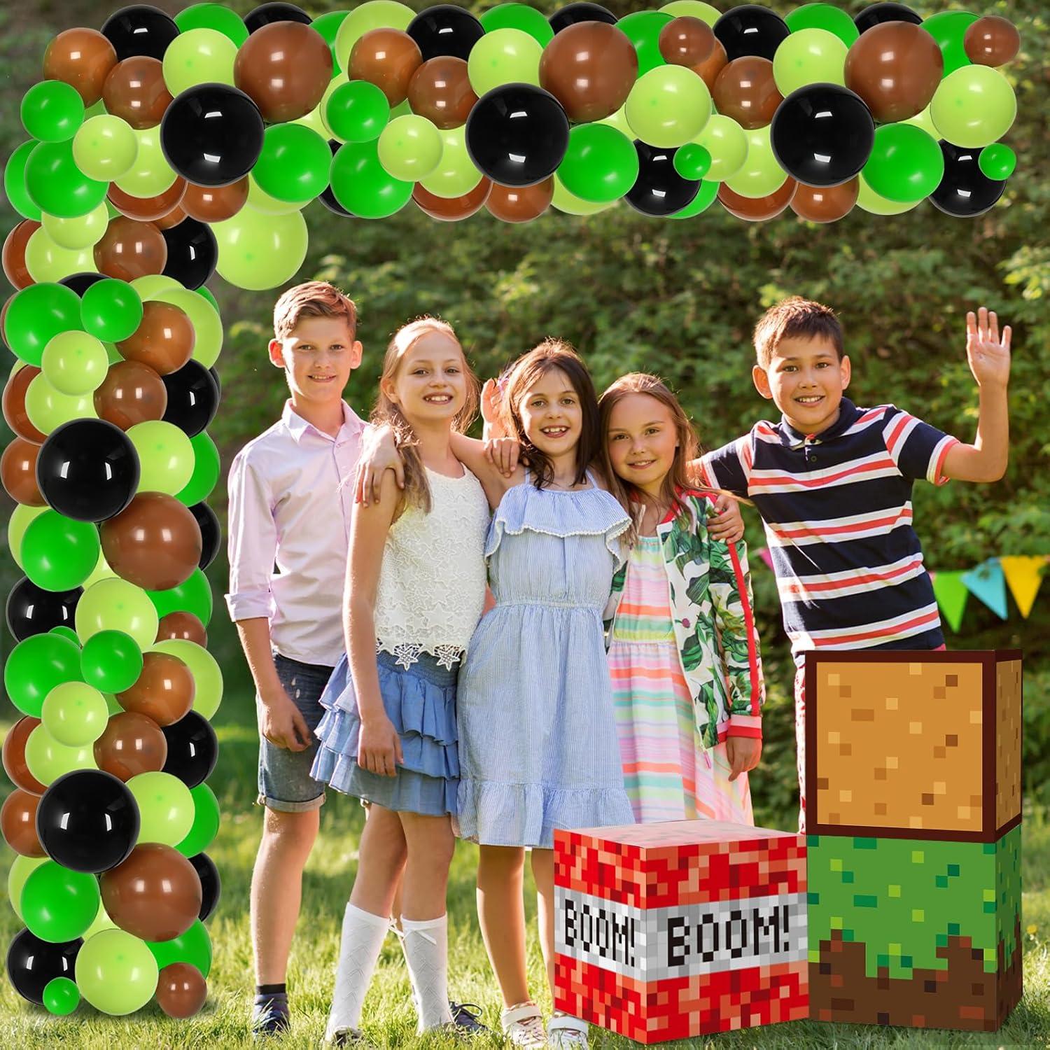 Kit de Decoración de Fiesta de Cumpleaños Pixel Miner 110 Piezas