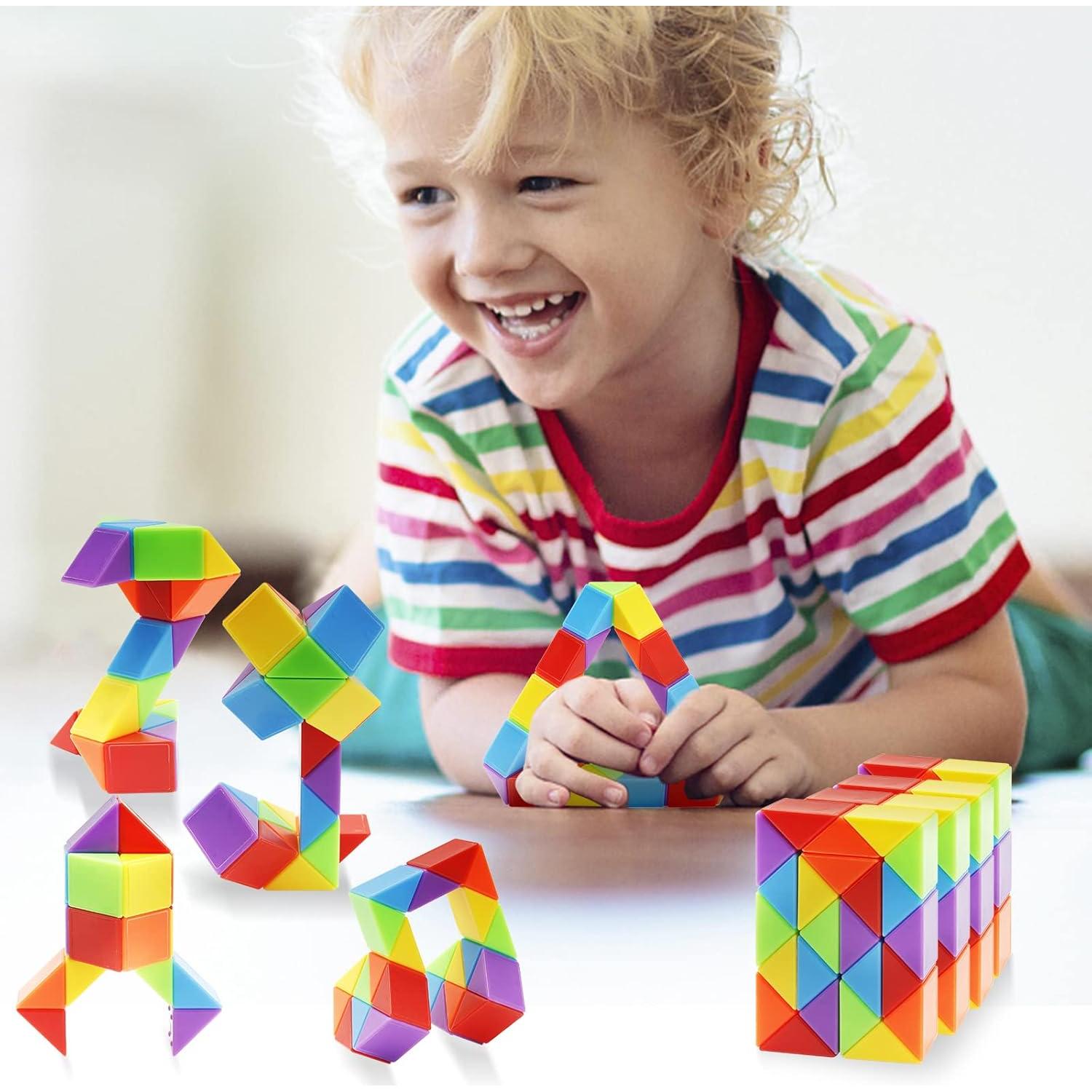 Paquete de 30 Juguetes de Rompecabezas Serpiente Ganowo Arcoíris