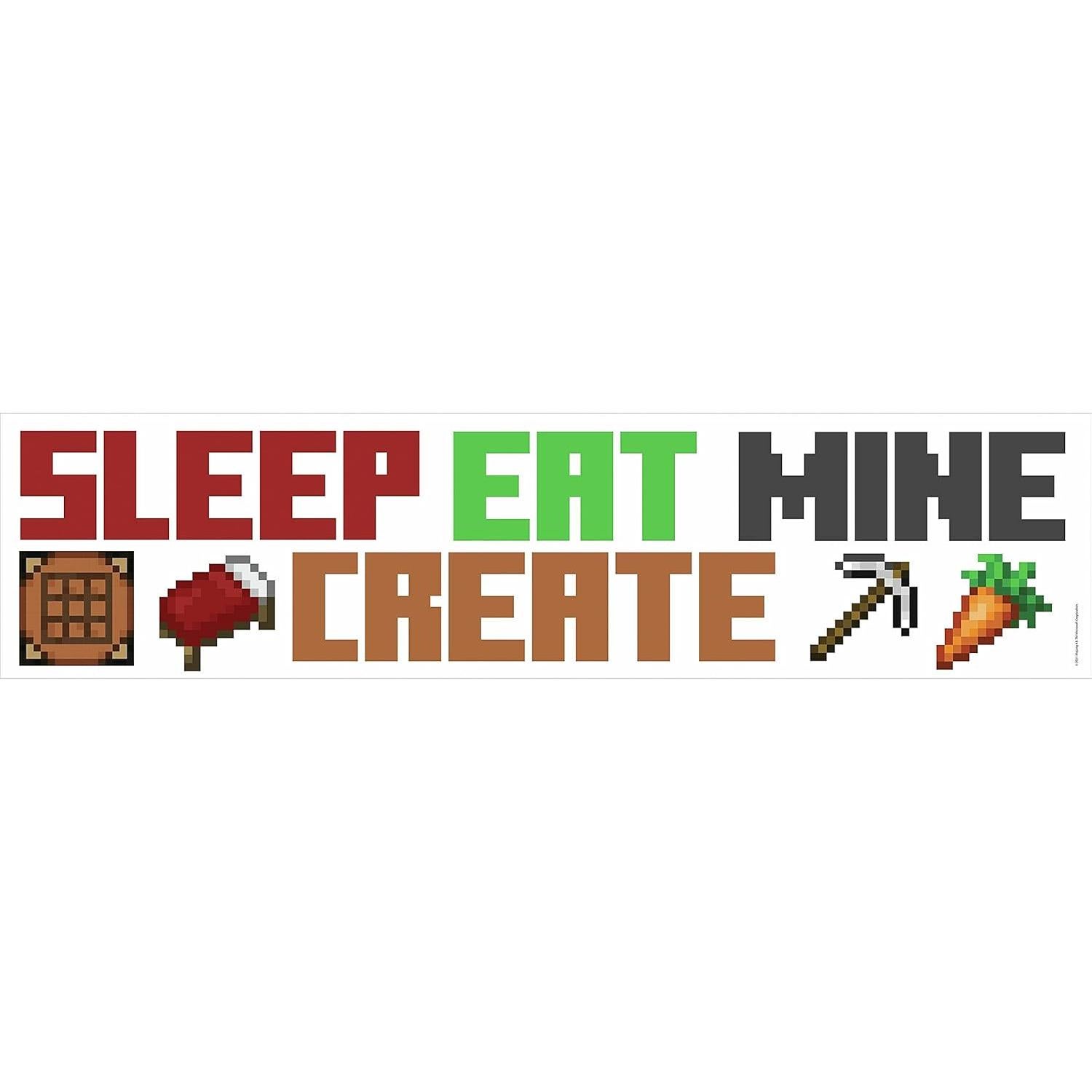 Calcomanías de Pared RoomMates Minecraft Come Duerme 8 Piezas