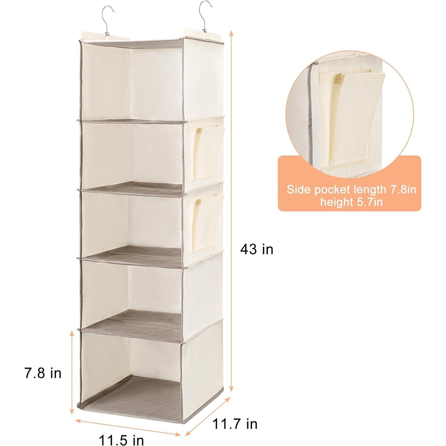 Organizador de Closet Colgante BOOMIBOO 5 Estantes Beige