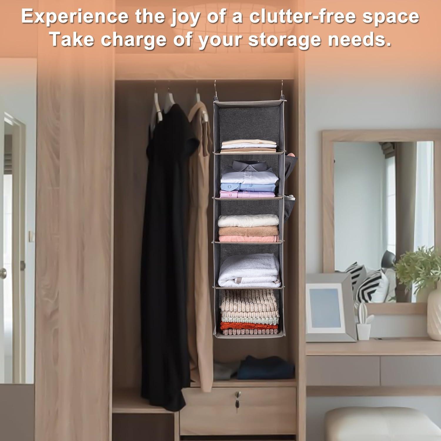 Organizador de Closet Colgante BOOMIBOO 5 Estantes Beige