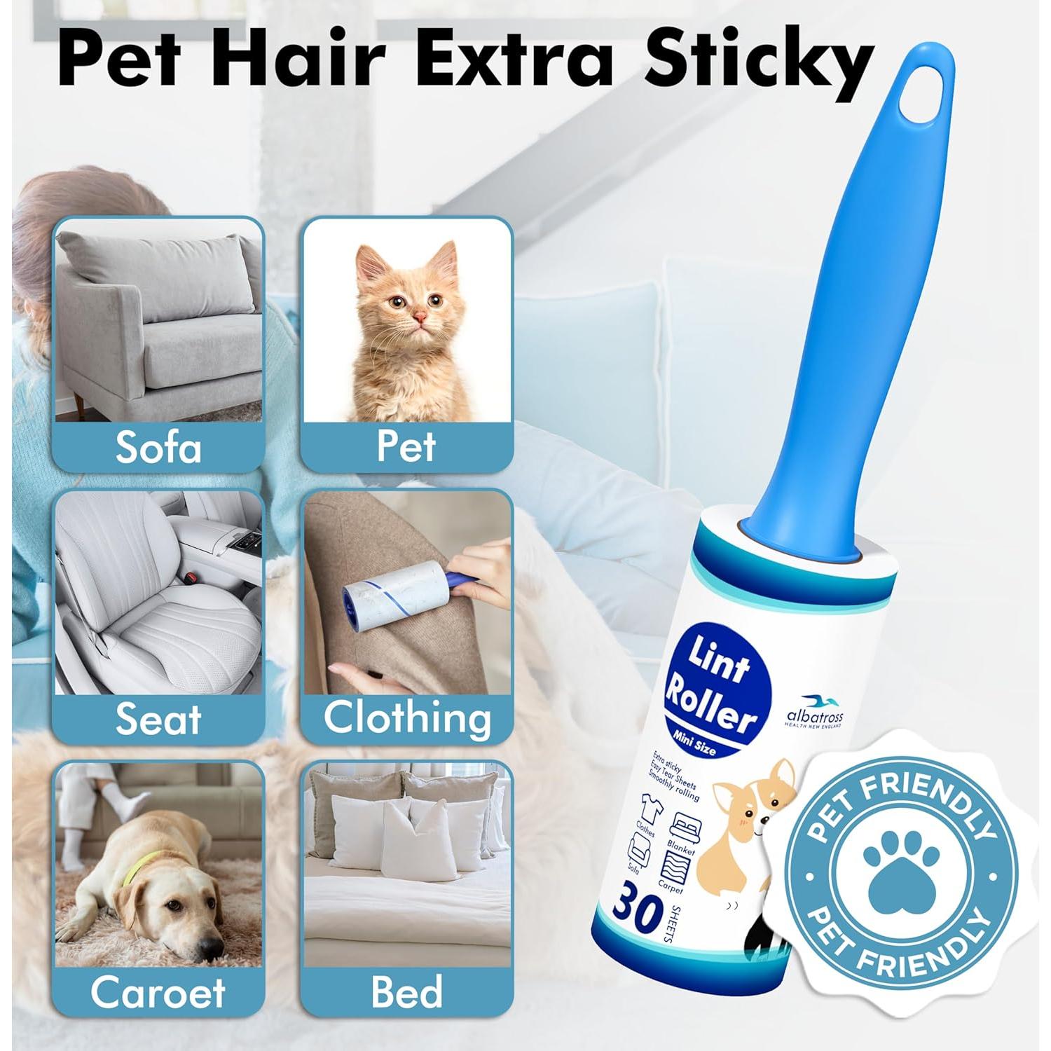 Rodillo Quitapelusas Portátil Albatross 150 Hojas Extra Pegajoso