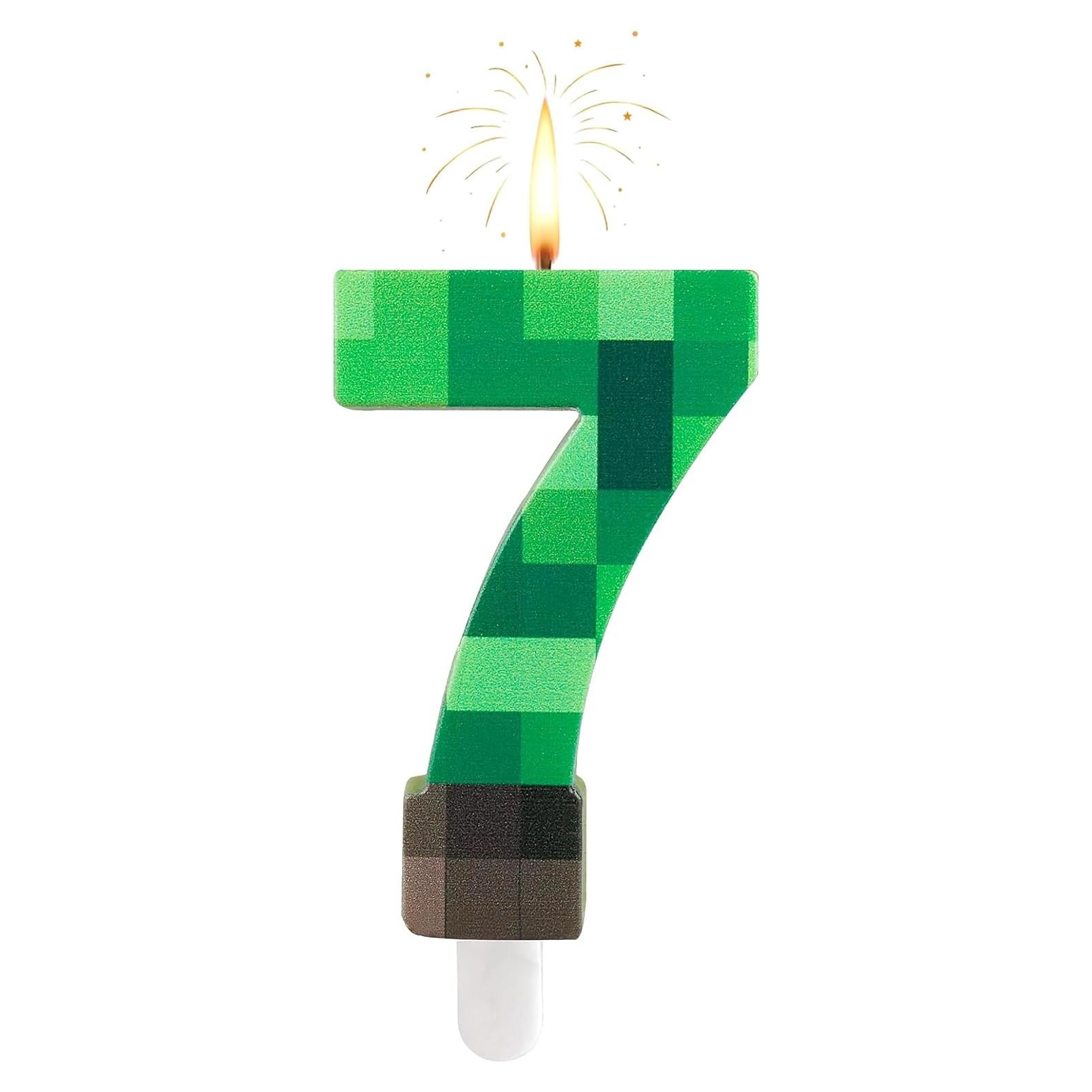 Vela de Cumpleaños Temática Dinamita Verde Número 7 - MM