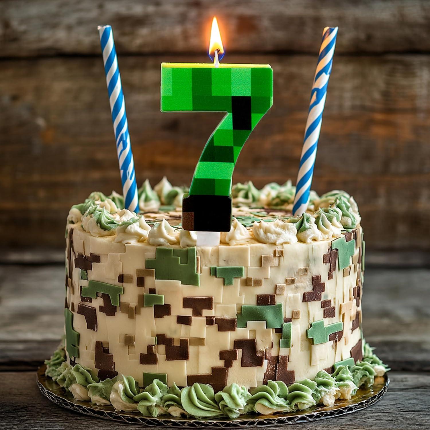 Vela de Cumpleaños Temática Dinamita Verde Número 7 - MM