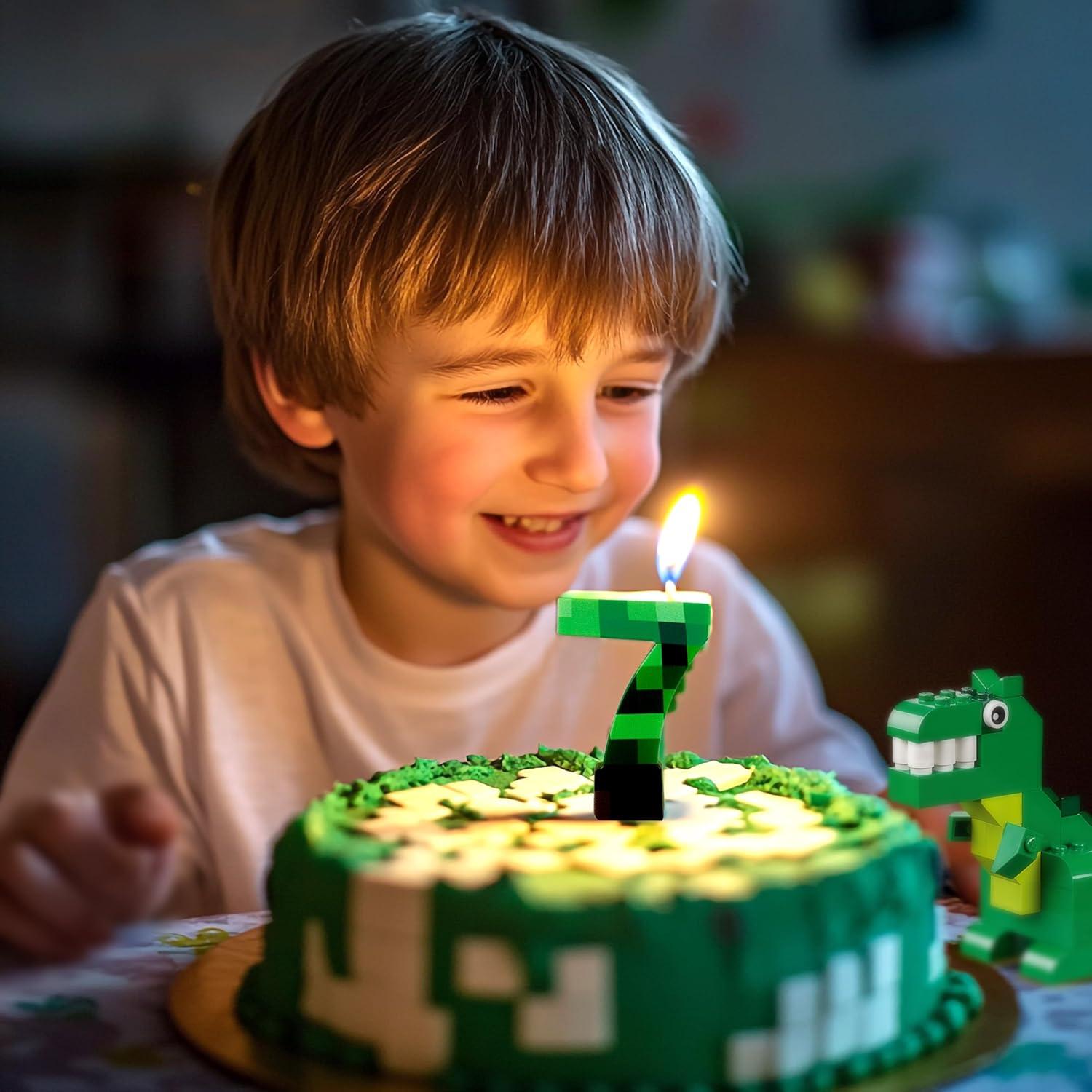 Vela de Cumpleaños Temática Dinamita Verde Número 7 - MM