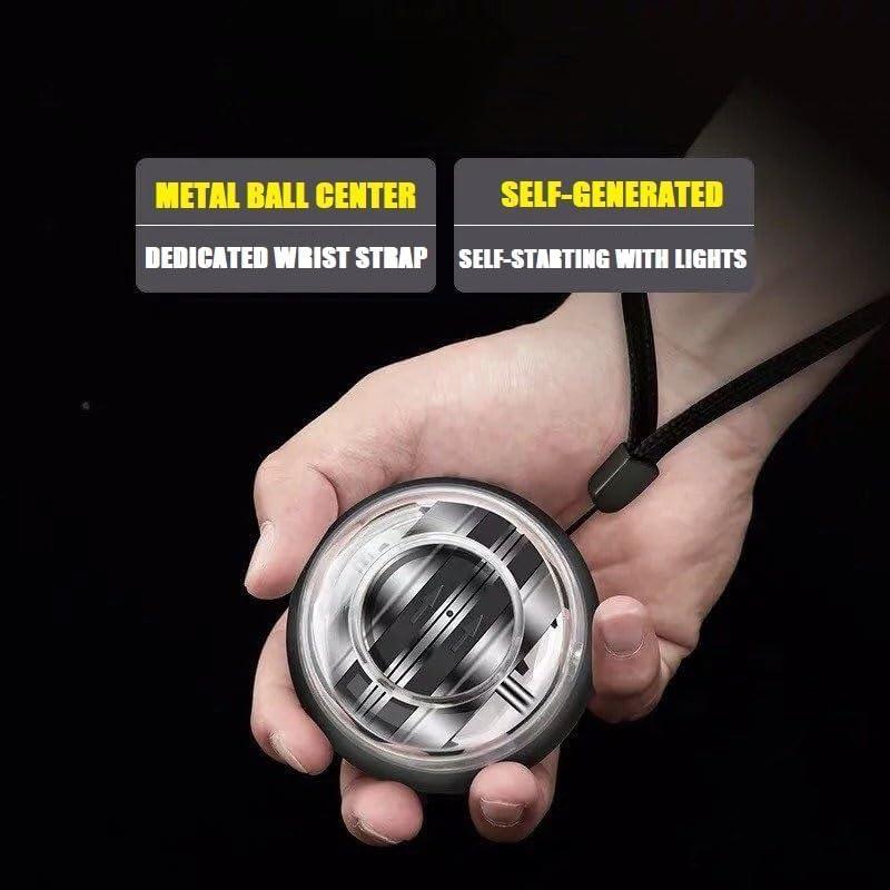 Auto Start Gyro Ball Strengthener, Forearm Gyro Ball Wrist Exerciser, Auto-Start Colorful Lighting (with Light-Black)