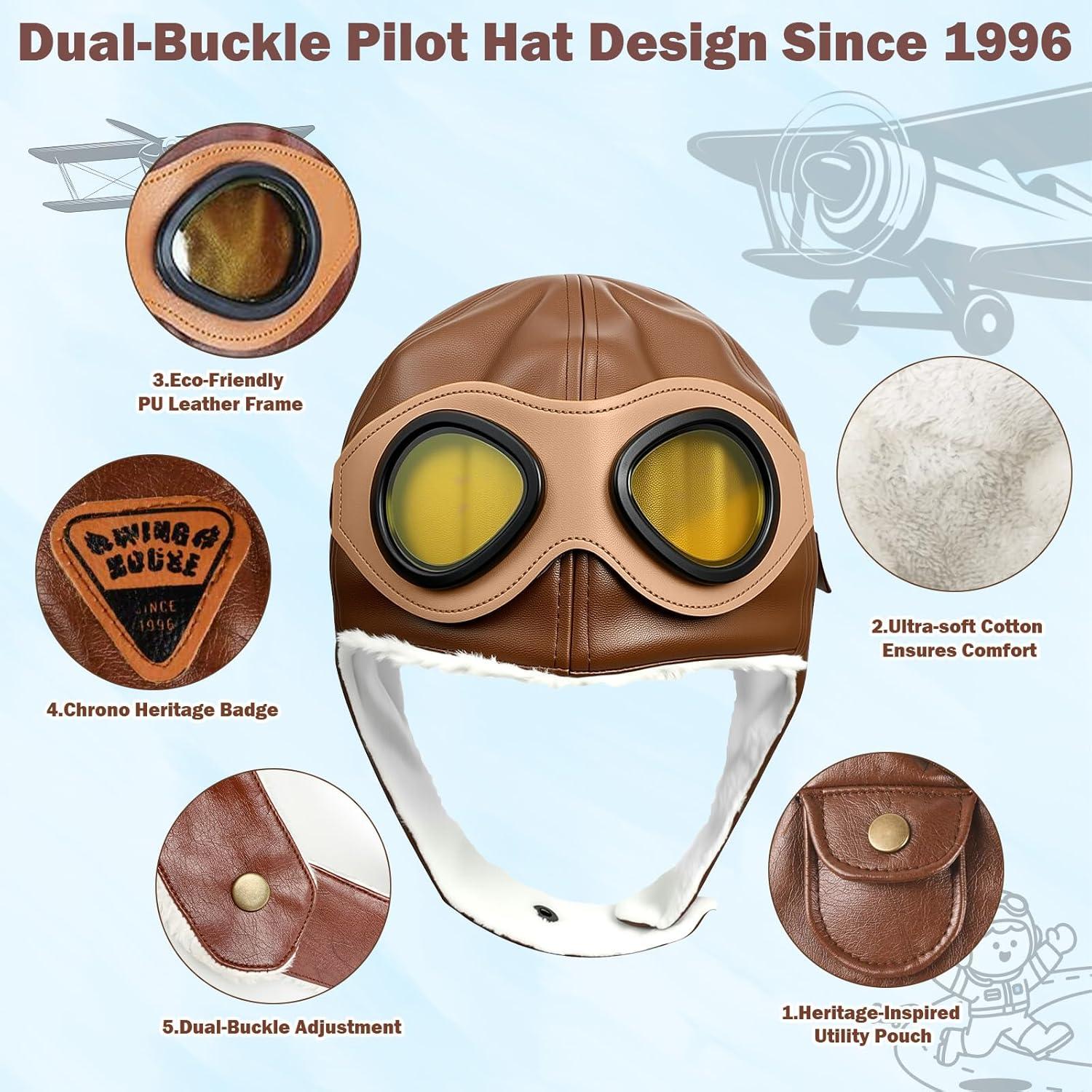 Set de Disfraz de Aviador para Niños - 7 Piezas con Gafas y Gorra