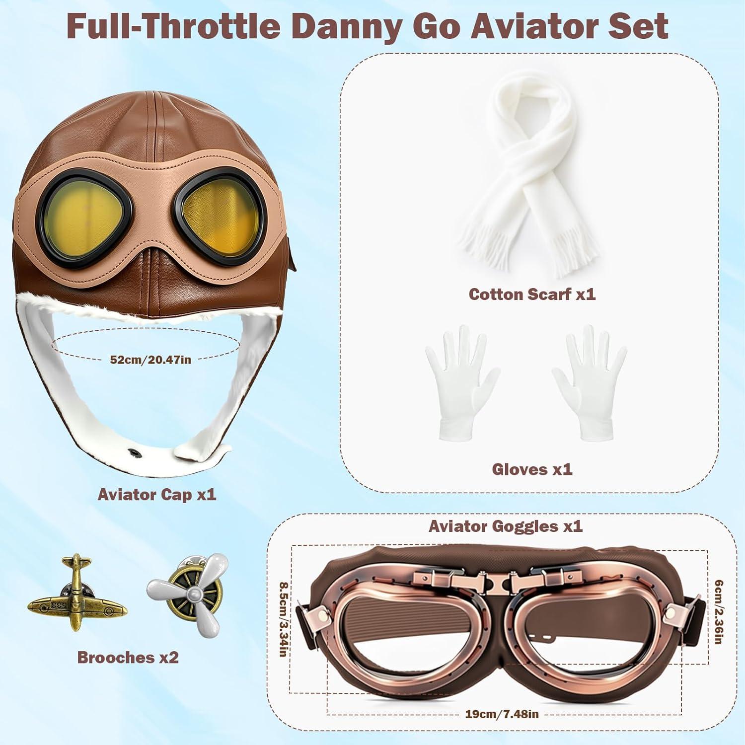 Set de Disfraz de Aviador para Niños - 7 Piezas con Gafas y Gorra