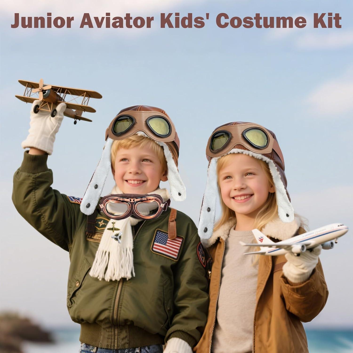 Set de Disfraz de Aviador para Niños - 7 Piezas con Gafas y Gorra