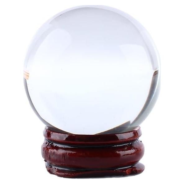 Esfera de Cristal Claro 40mm Hilitand con Soporte de Madera