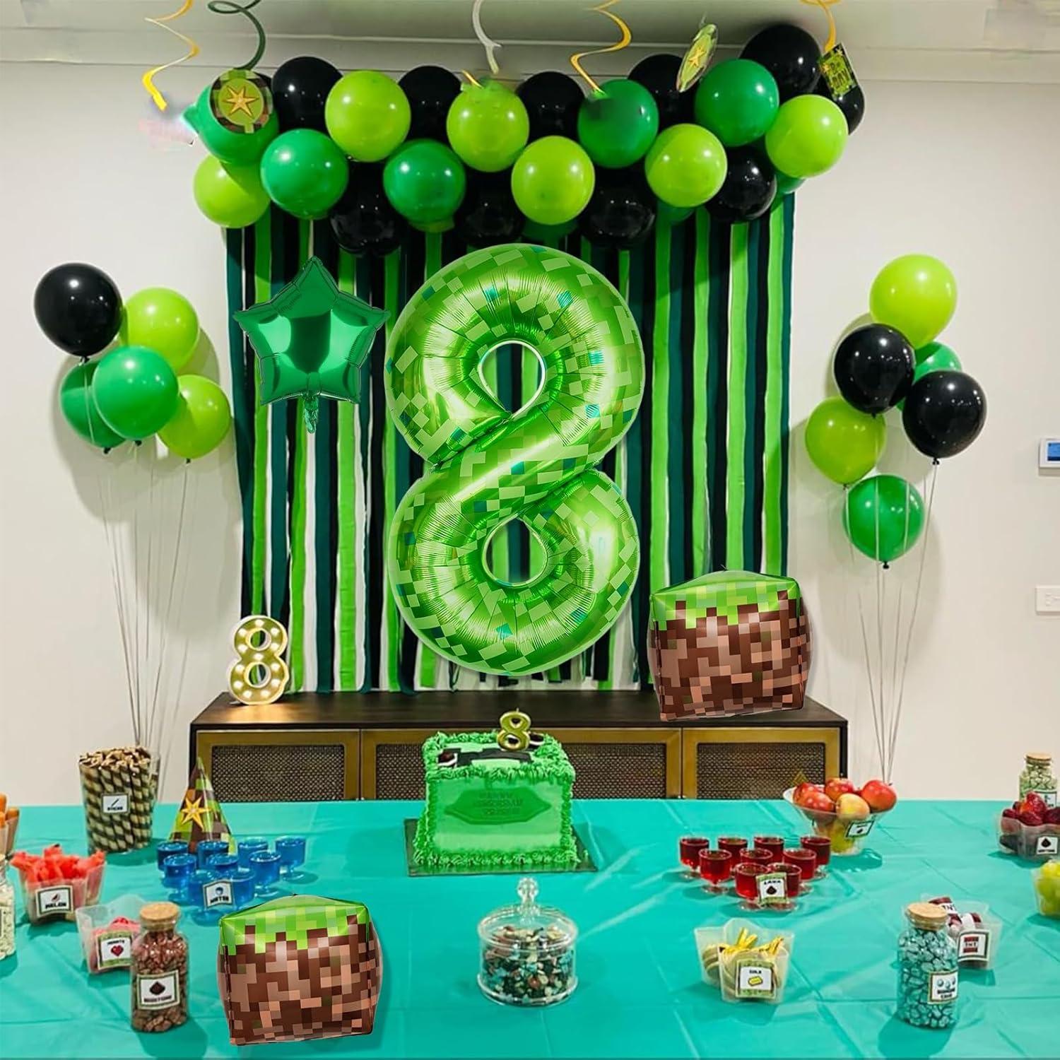 Globo de Aluminio Grande N° 4 Verde Minero Pixel 101.6 cm Set 5 Piezas