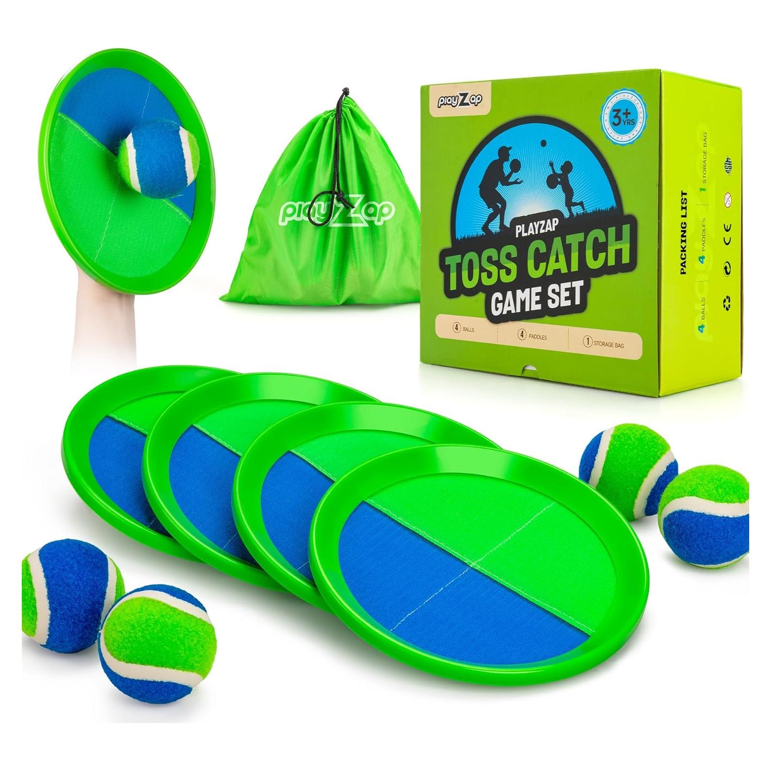 Juego de Lanzar y Atrapar PlayZap - Set de 4 Palas y Pelotas