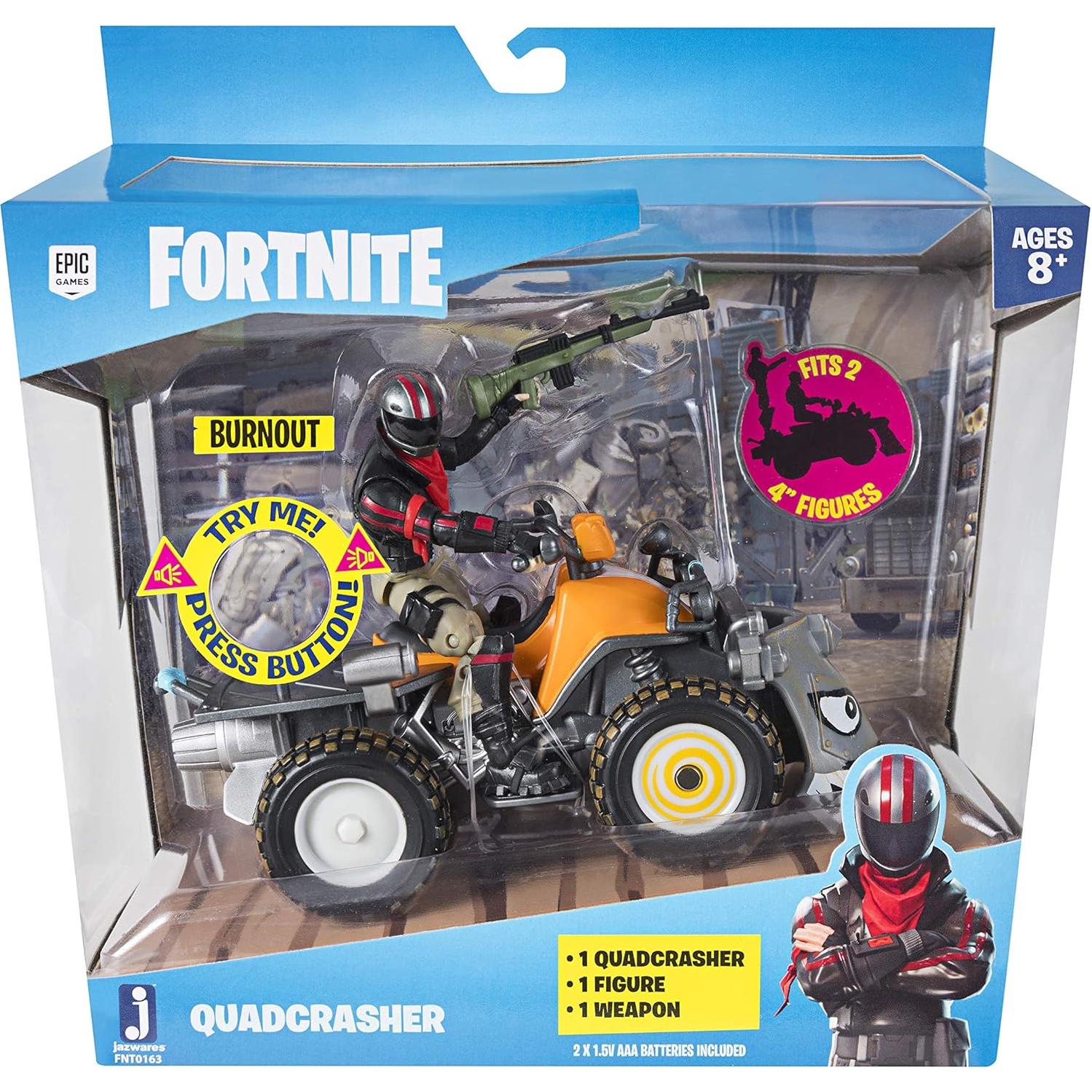 Vehículo Quadcrasher Jazwares Fortnite con figura Burnout 4"