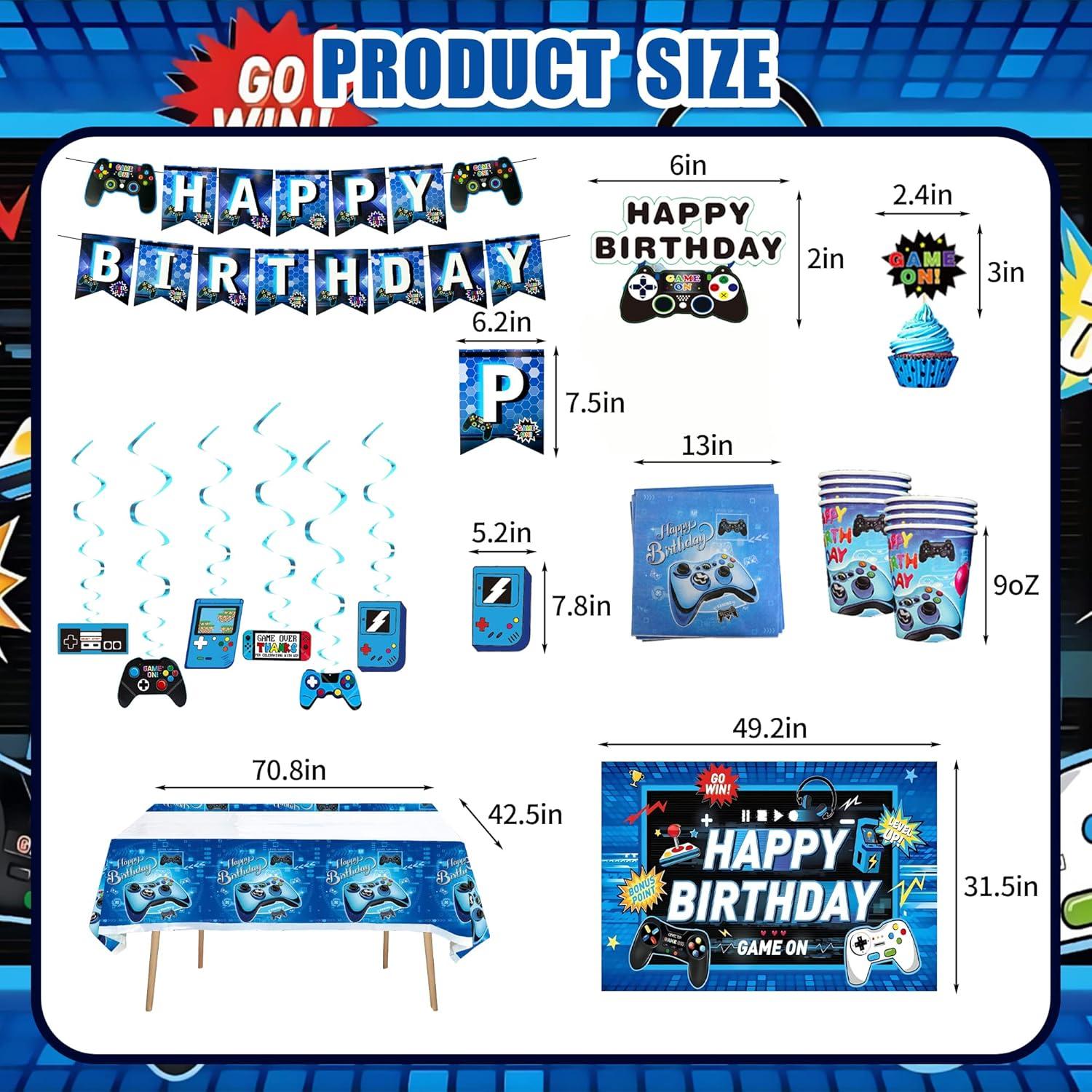 Decoraciones de Cumpleaños de Videojuegos VOFGODI 240 Piezas