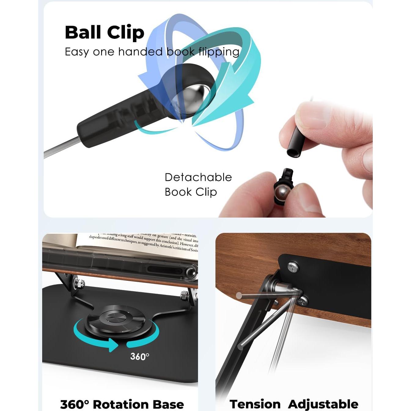 Soporte de Libro Viozon Ajustable 34x24 cm Madera Oscura