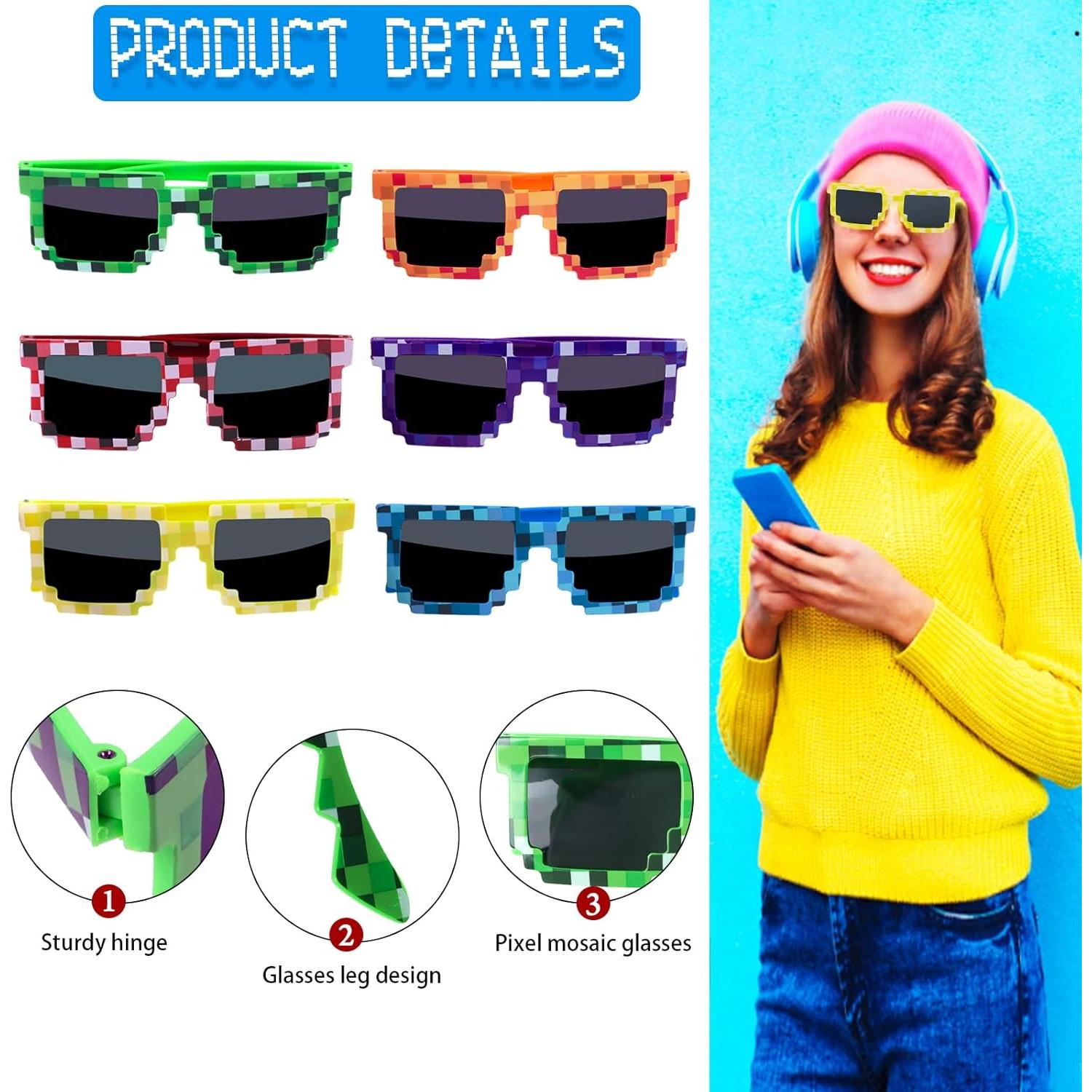 KIMOBER Paquete de 12 Gafas Pixeladas 8 Bits para Fiesta