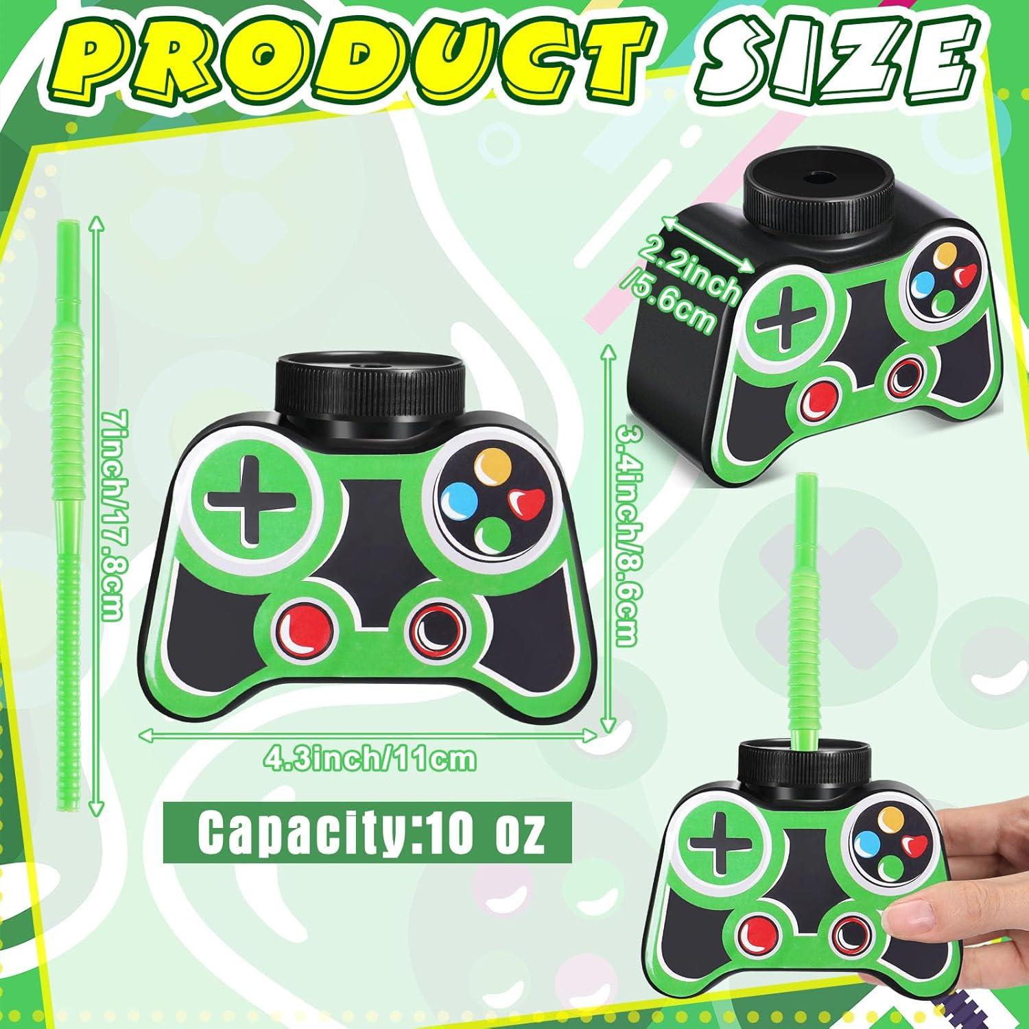 Vasos de Fiesta Gamer Mifoci 12 Pcs 295ml con Pajilla y Tapa