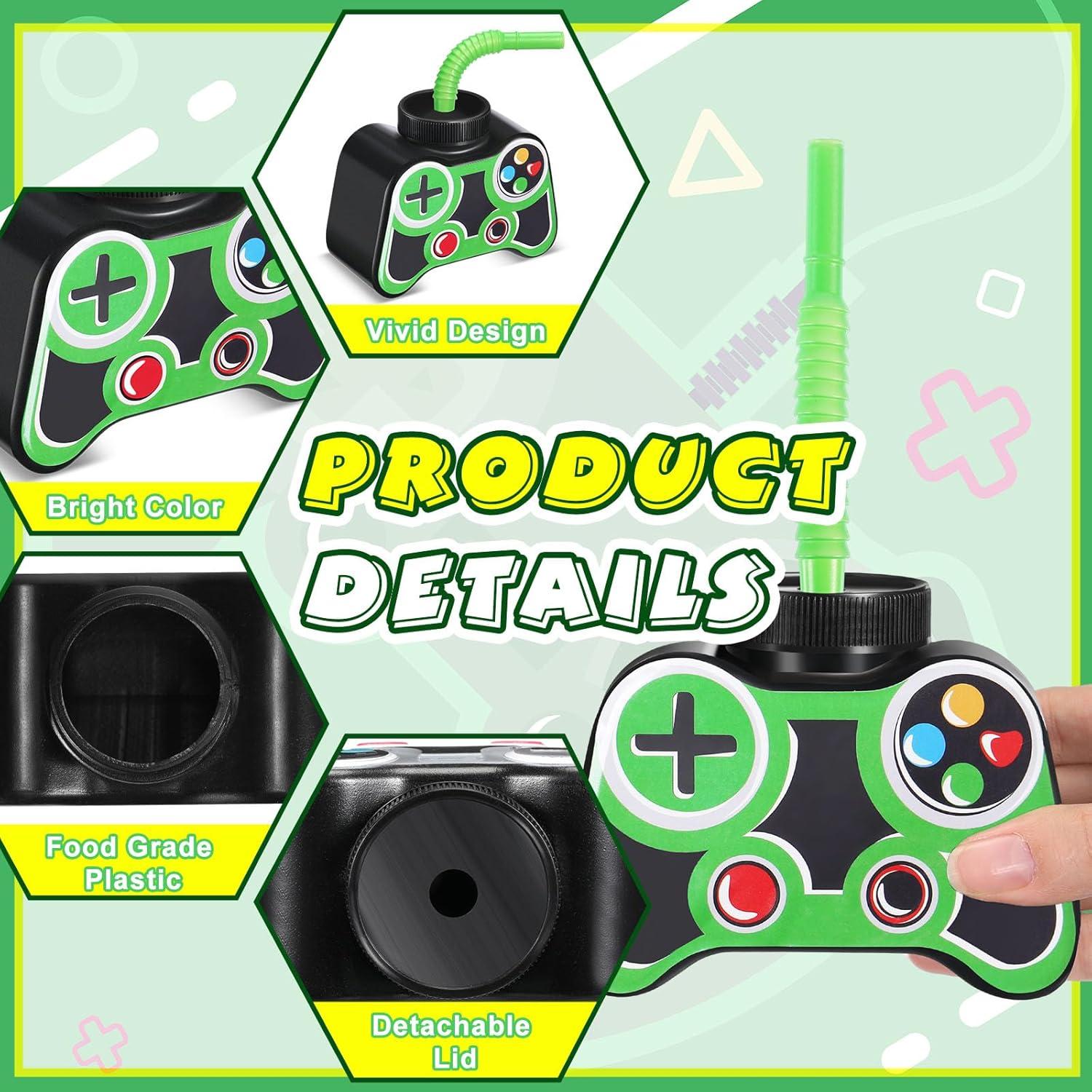 Vasos de Fiesta Gamer Mifoci 12 Pcs 295ml con Pajilla y Tapa