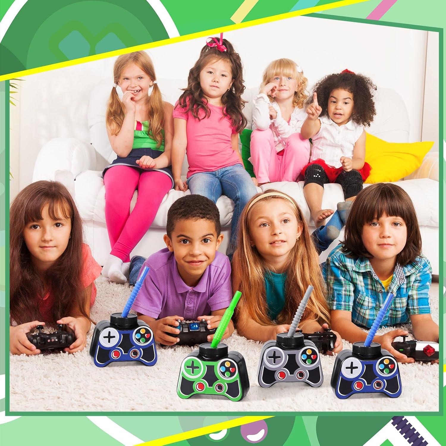 Vasos de Fiesta Gamer Mifoci 12 Pcs 295ml con Pajilla y Tapa