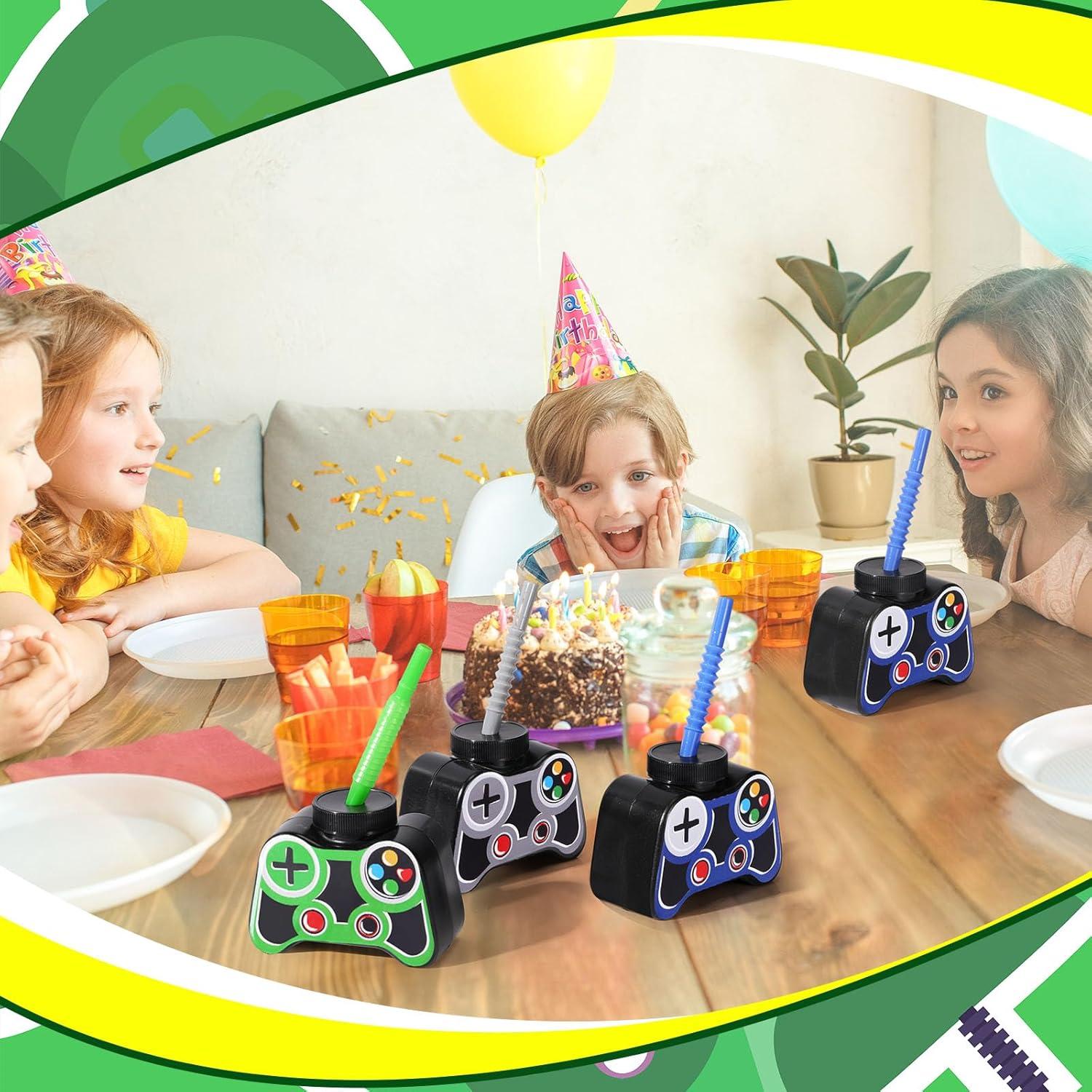 Vasos de Fiesta Gamer Mifoci 12 Pcs 295ml con Pajilla y Tapa