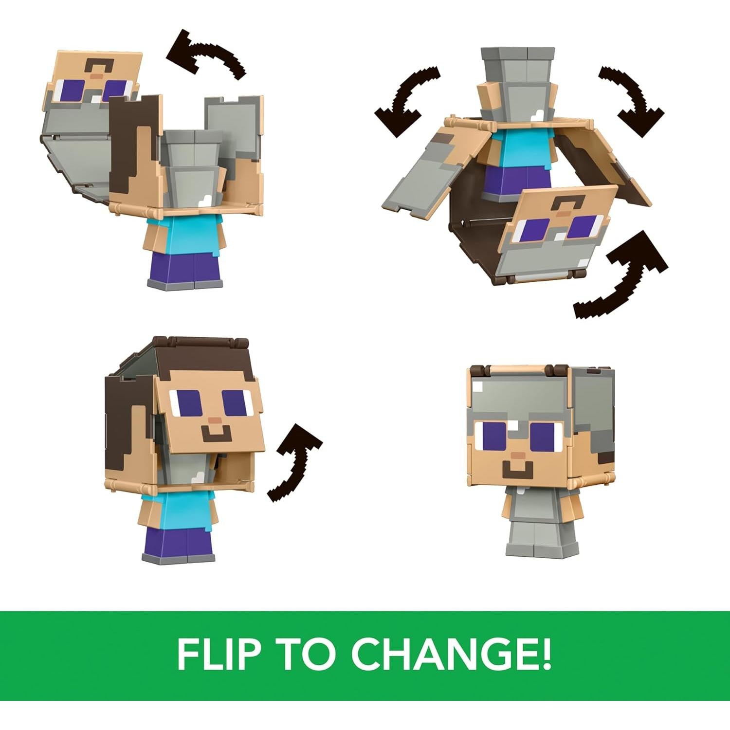 Figuras Coleccionables Flippin' Figs Mattel Minecraft 3.75"