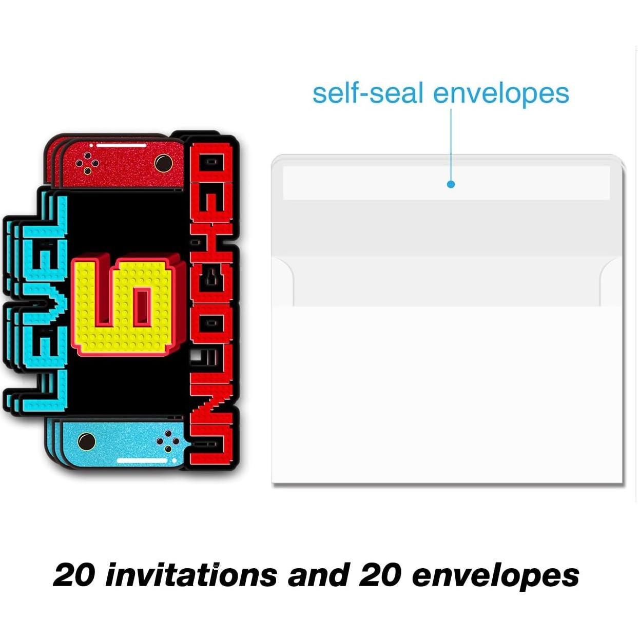 Invitaciones de Cumpleaños Videojuegos 20 Piezas Pertnate