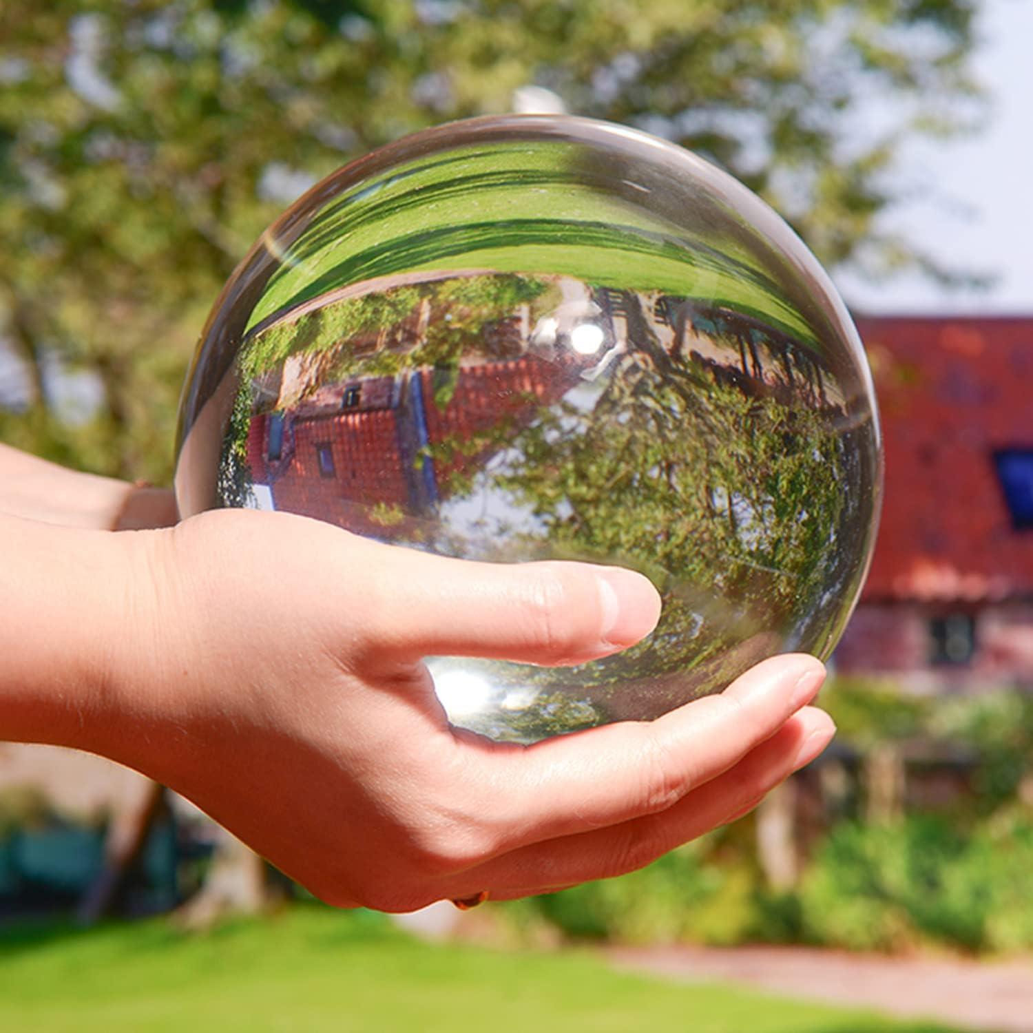 Bola de Cristal K9 15 cm con Soporte de Madera para Meditación