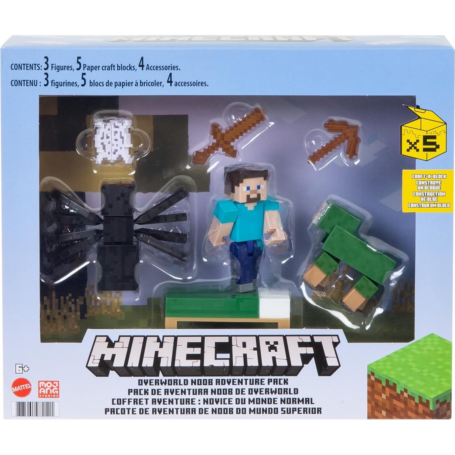Paquete de Aventura Noob Mattel Minecraft Overworld con Figuras