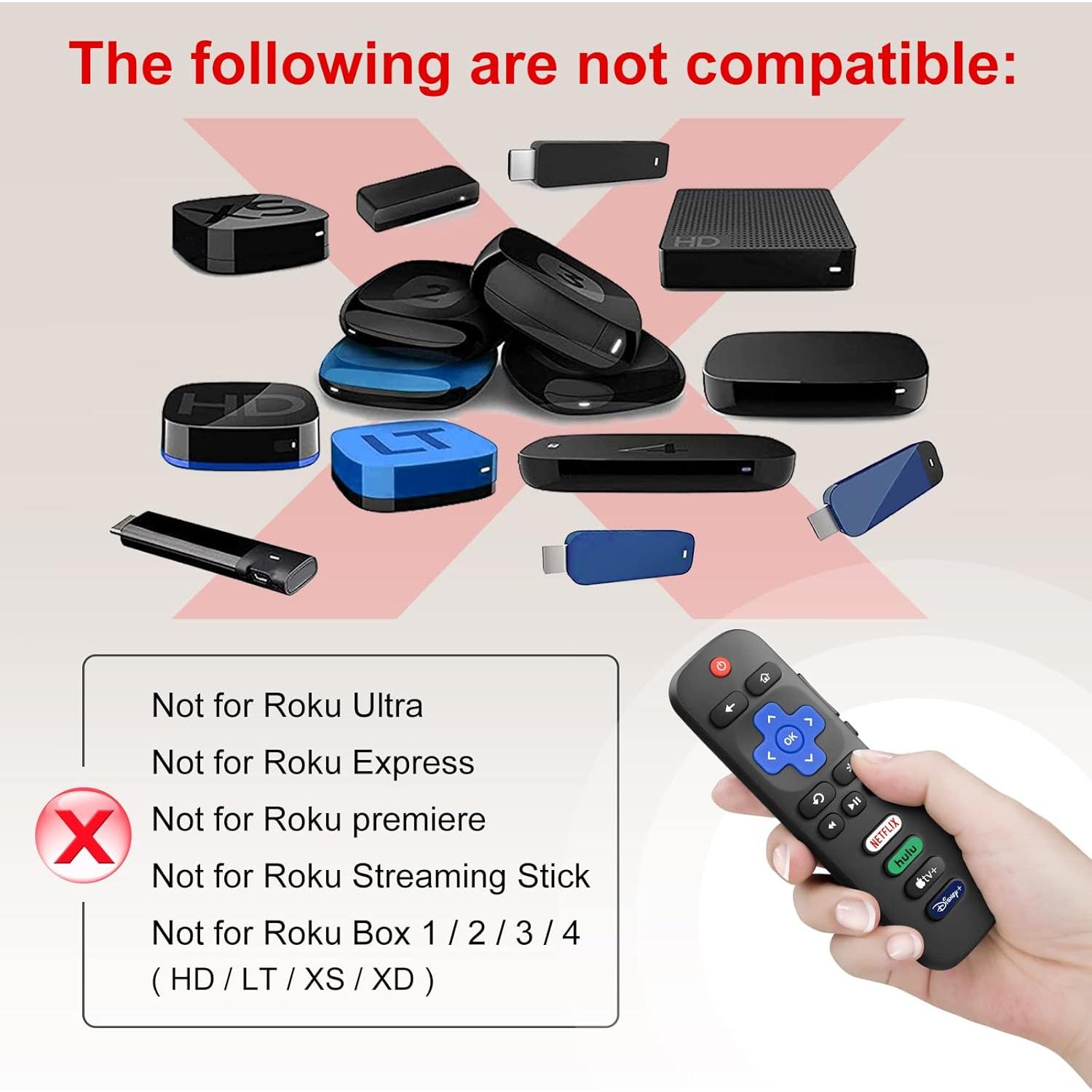 Pack de 2 Controles Remotos LOUTOC para Roku TV - Compatible TCL, Hisense