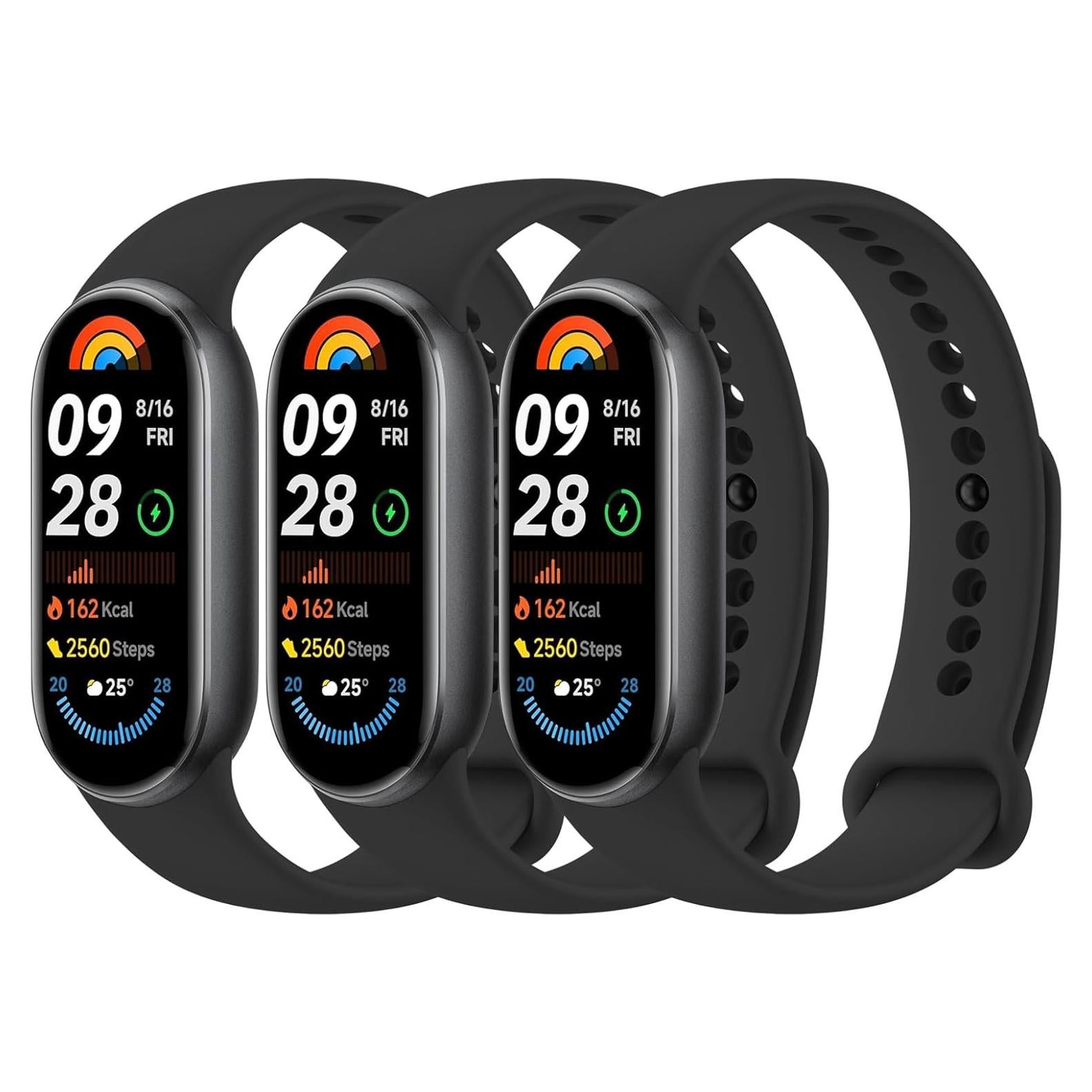 Meliya Correas de Silicona para Xiaomi Smart Band 9/8 - 3 Pzas