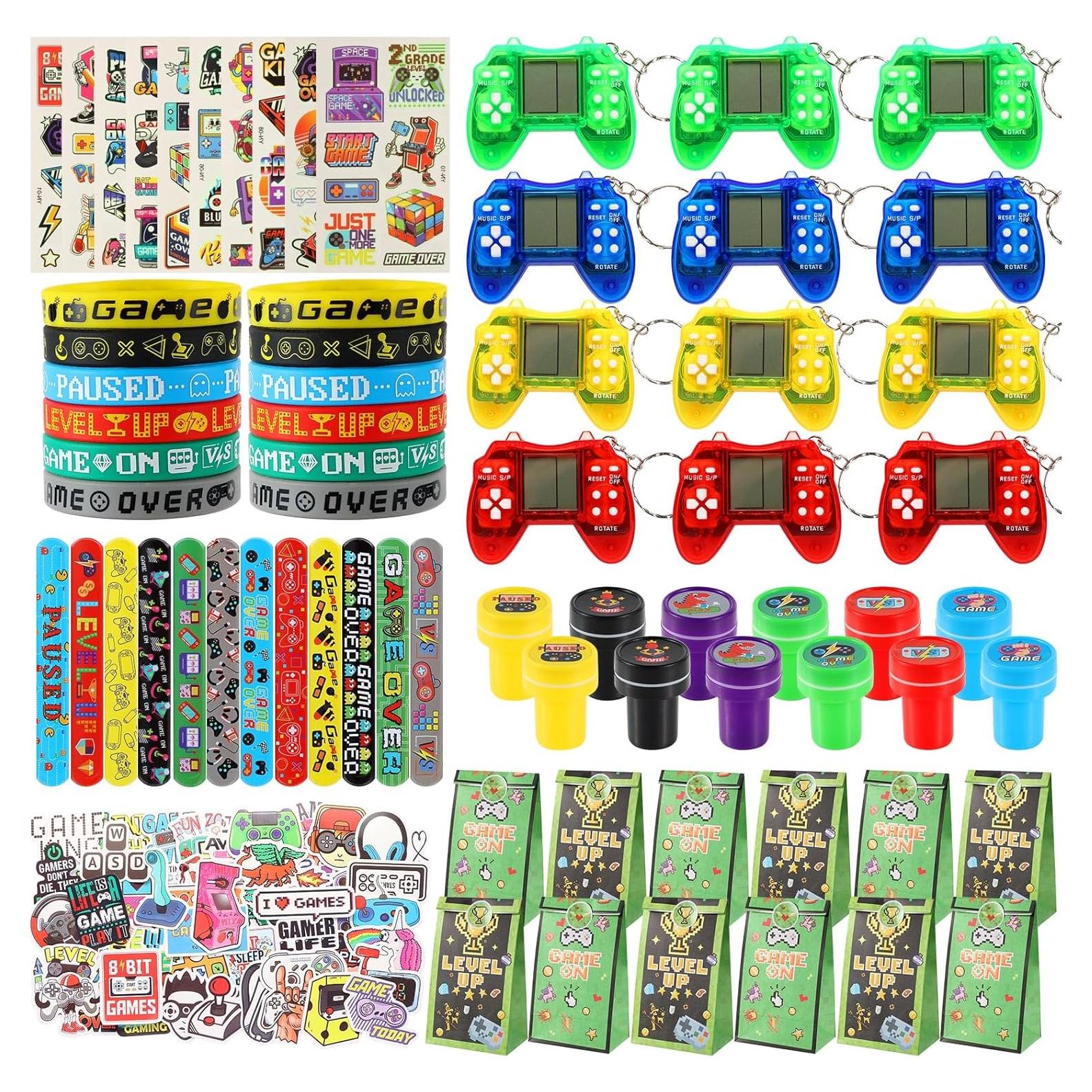 Kit de Fiesta de Videojuegos LiYiQ 122 Piezas - Llavero, Pulseras, Stickers