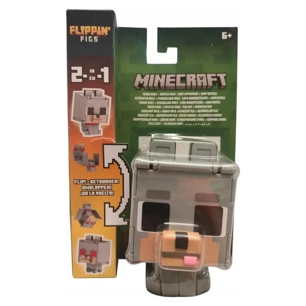 Figura de Acción Minecraft Flippin Figs Lobo y Lobo Domesticado 9.5 cm