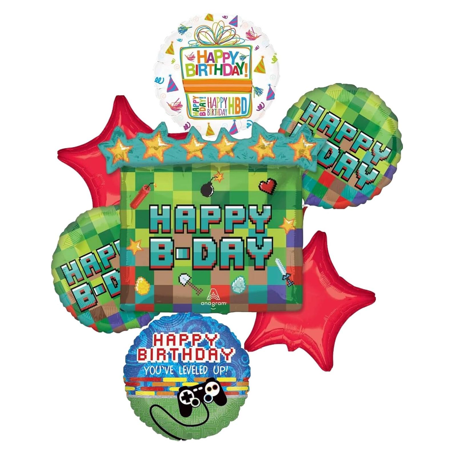 Ramo de Globos de Cumpleaños Minero Videojuego Anagram