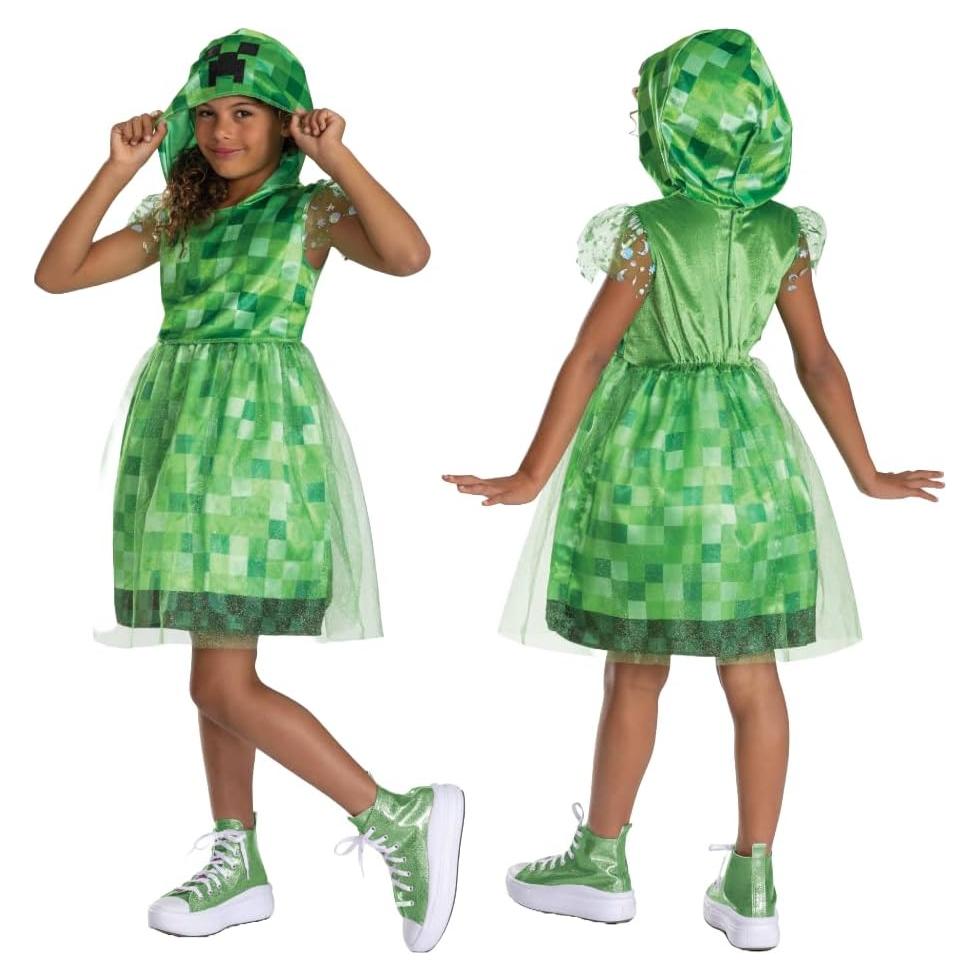 Disfraz de vestido Creeper Minecraft para niñas - Talla 4-6x