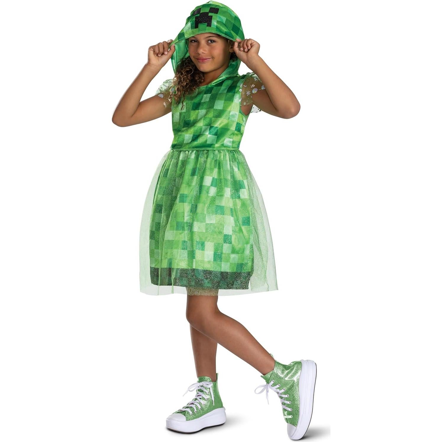 Disfraz de vestido Creeper Minecraft para niñas - Talla 4-6x