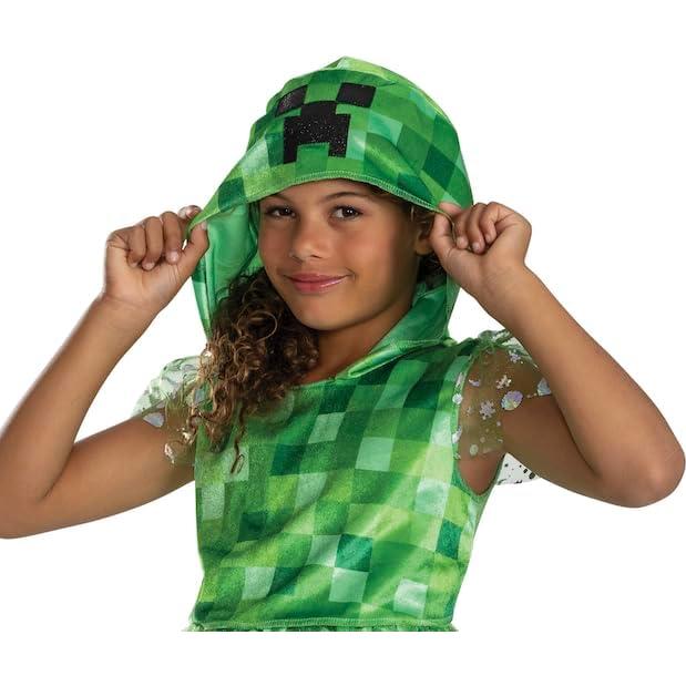Disfraz de vestido Creeper Minecraft para niñas - Talla 4-6x