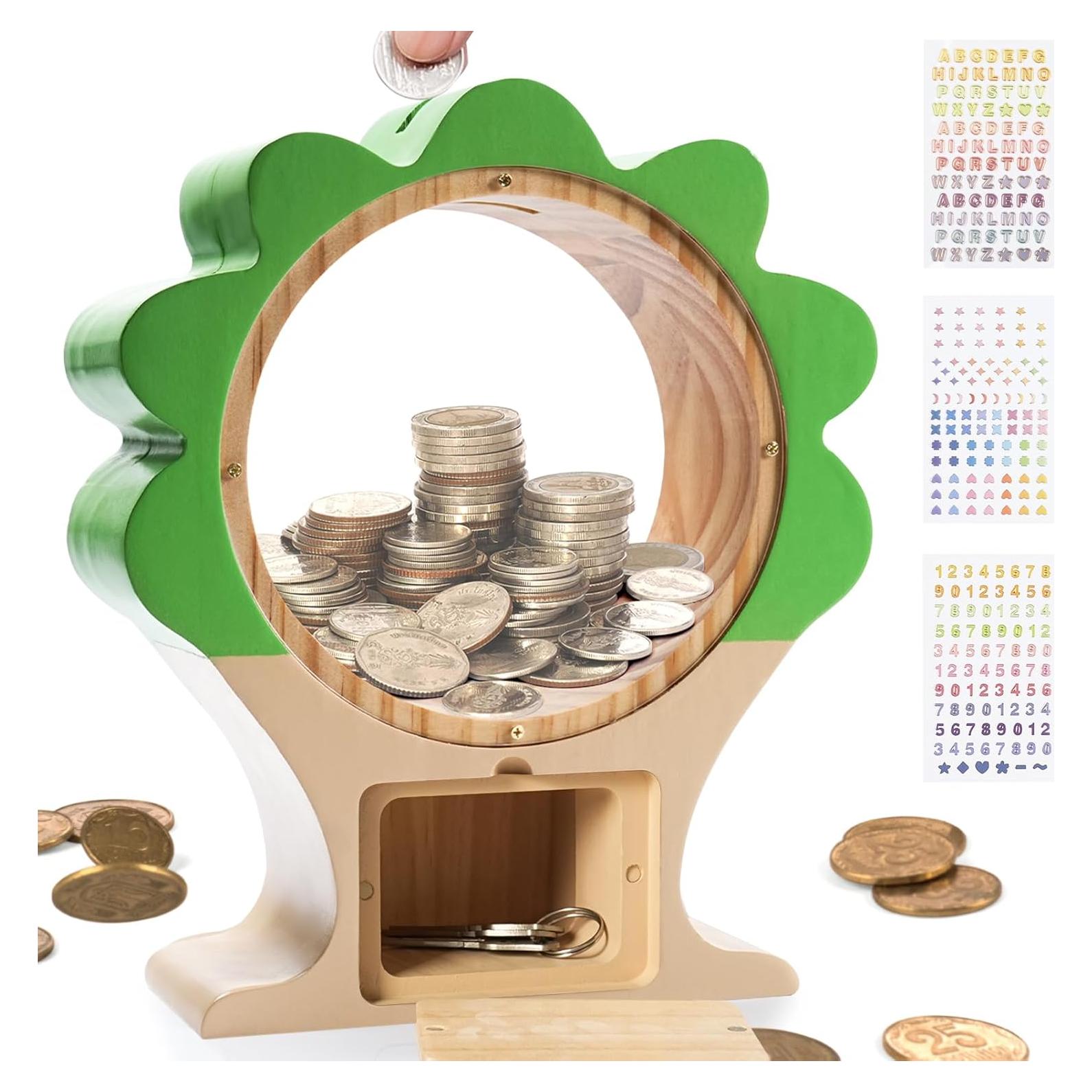 Hucha de Madera MUUYOOME en Forma de Árbol 22x8.1x27 cm