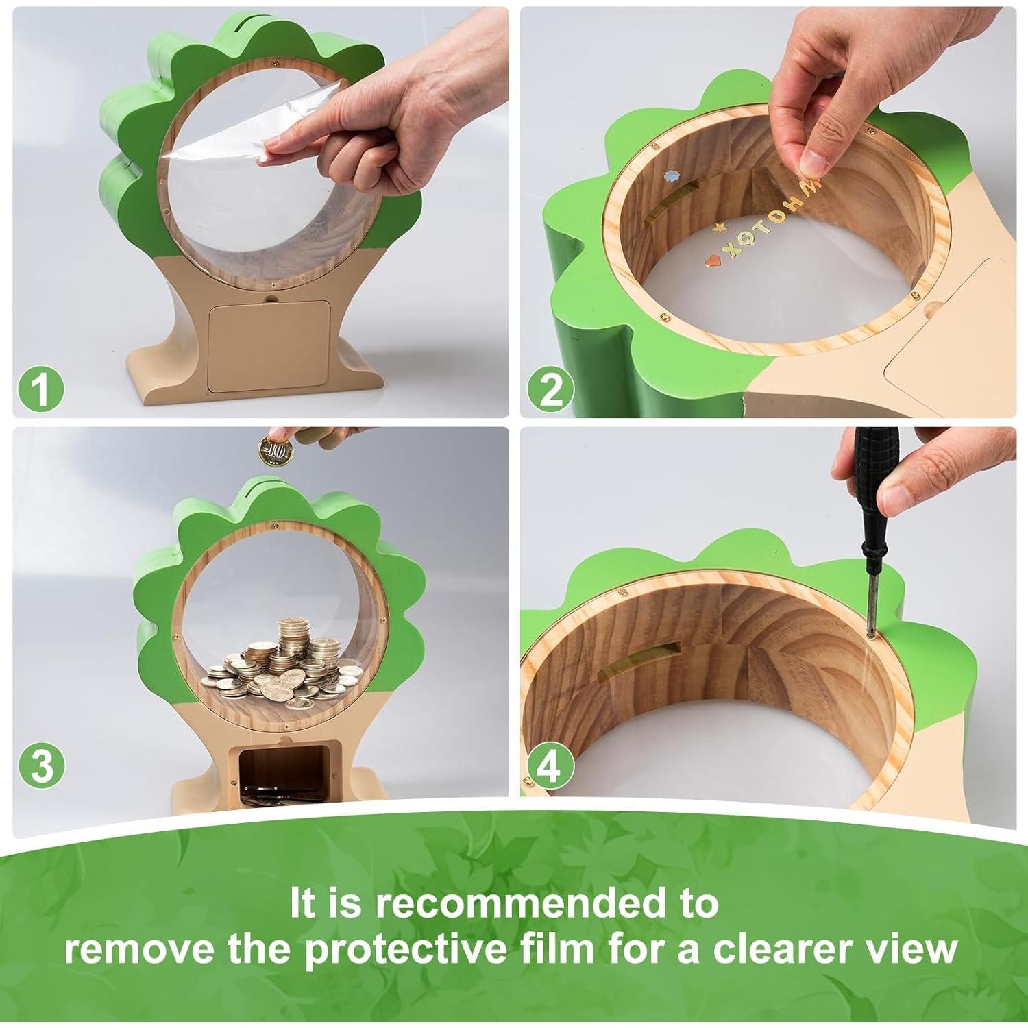 Hucha de Madera MUUYOOME en Forma de Árbol 22x8.1x27 cm