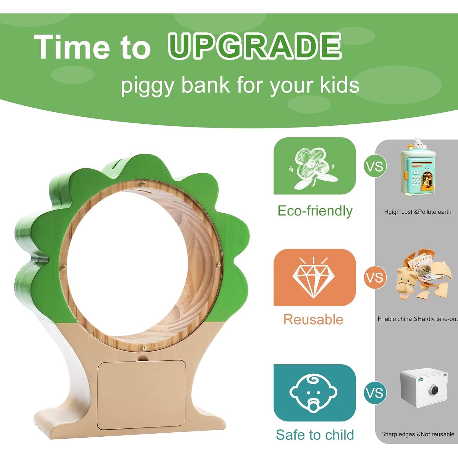 Hucha de Madera MUUYOOME en Forma de Árbol 22x8.1x27 cm