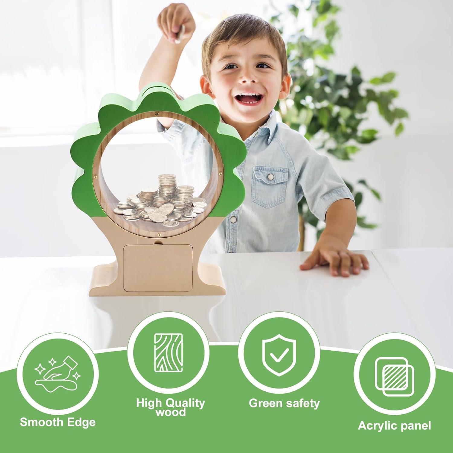 Hucha de Madera MUUYOOME en Forma de Árbol 22x8.1x27 cm