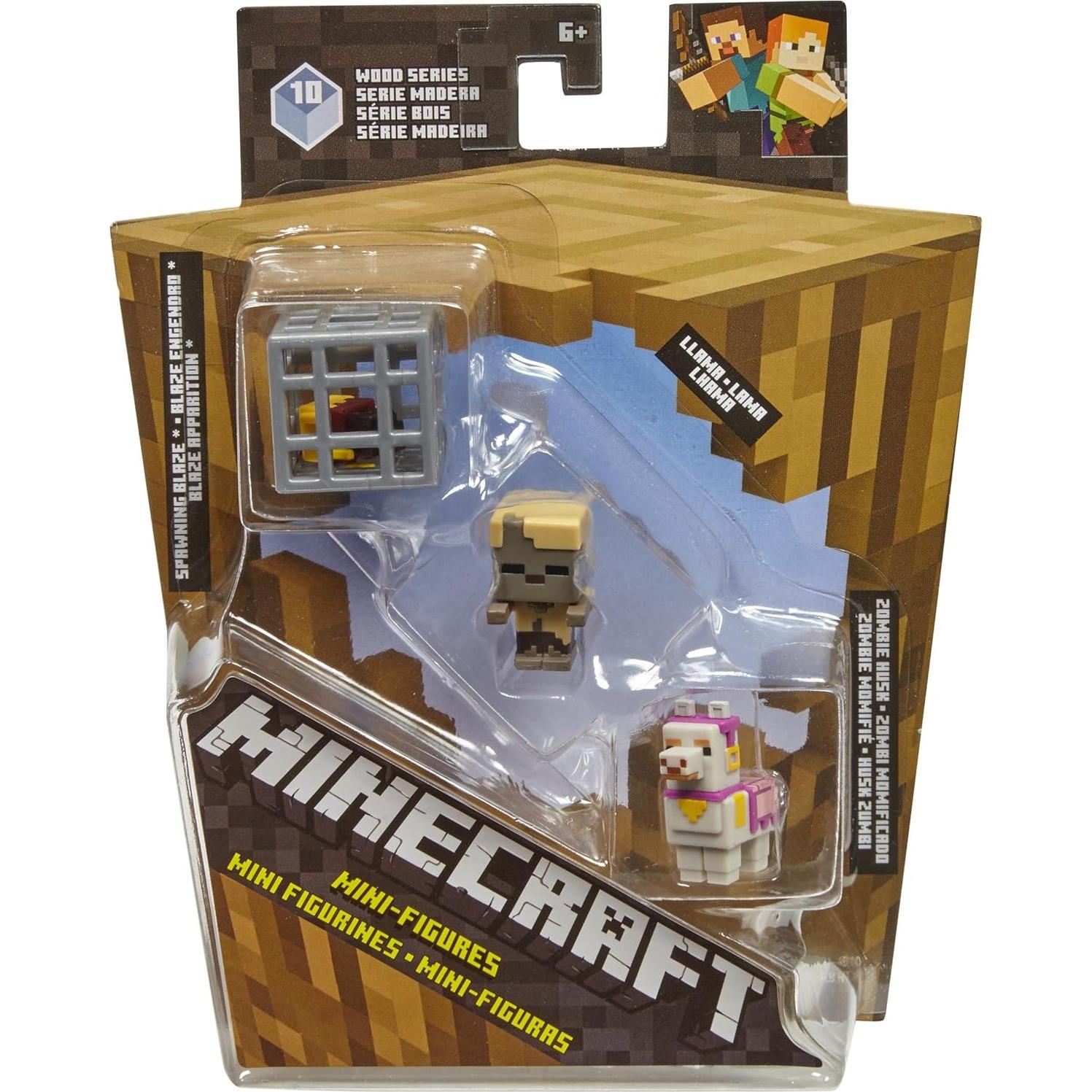 Paquete de 3 Mini Figuras Minecraft Mattel - Esqueleto, Golem y Jockey