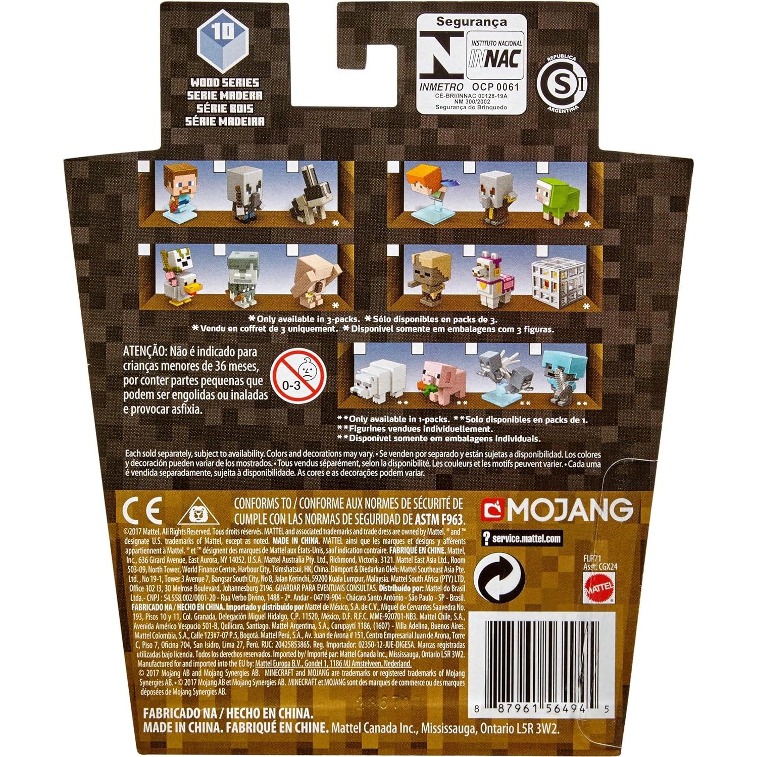 Paquete de 3 Mini Figuras Minecraft Mattel - Esqueleto, Golem y Jockey