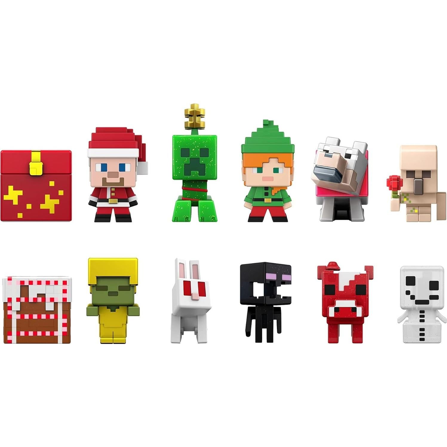 Calendario de Adviento Minecraft Mattel 2021 con 12 Figuras y Stickers