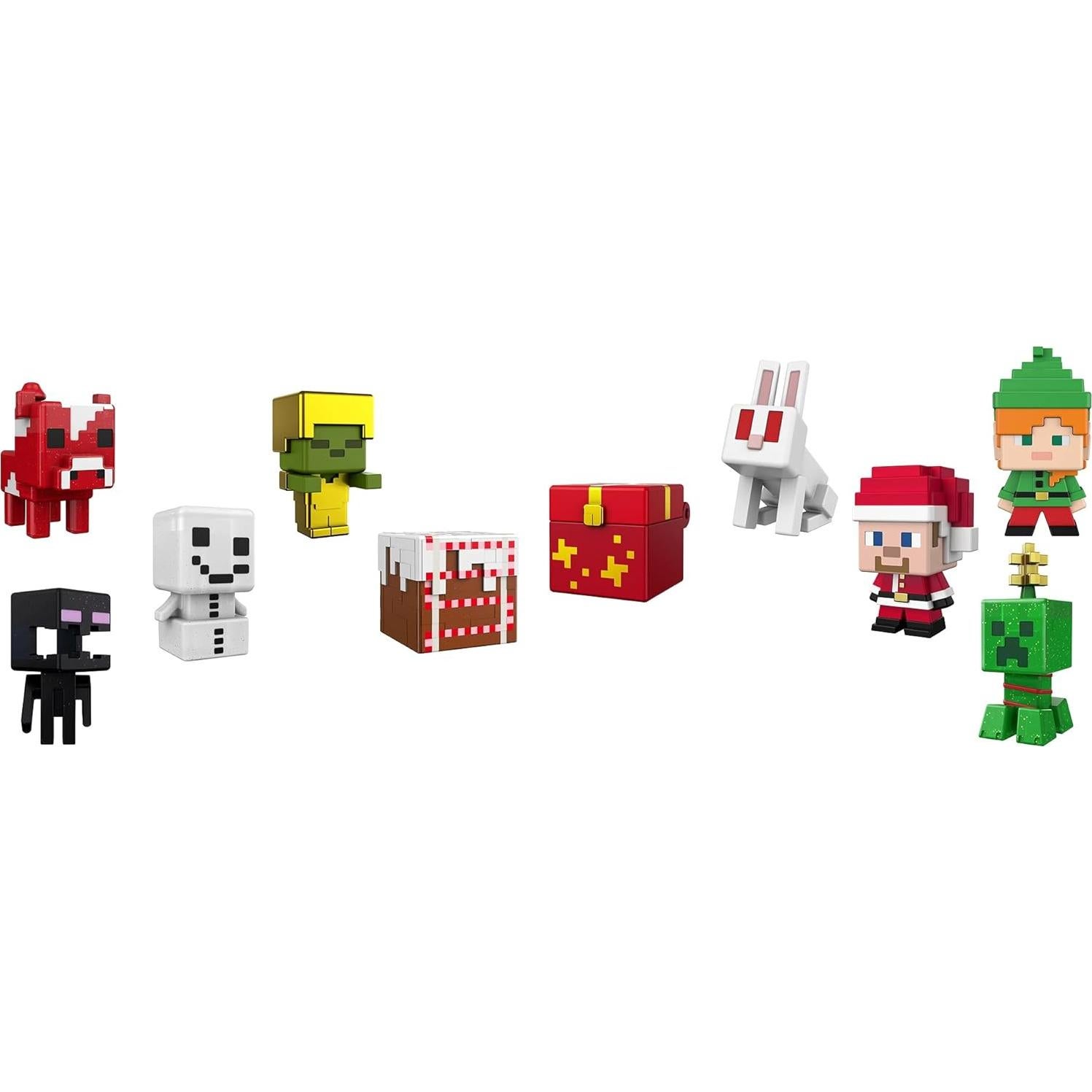 Calendario de Adviento Minecraft Mattel 2021 con 12 Figuras y Stickers